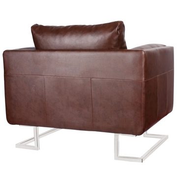 vidaXL Sessel Würfel-Sessel mit verchromten Füßen Braun Kunstleder (1-St)