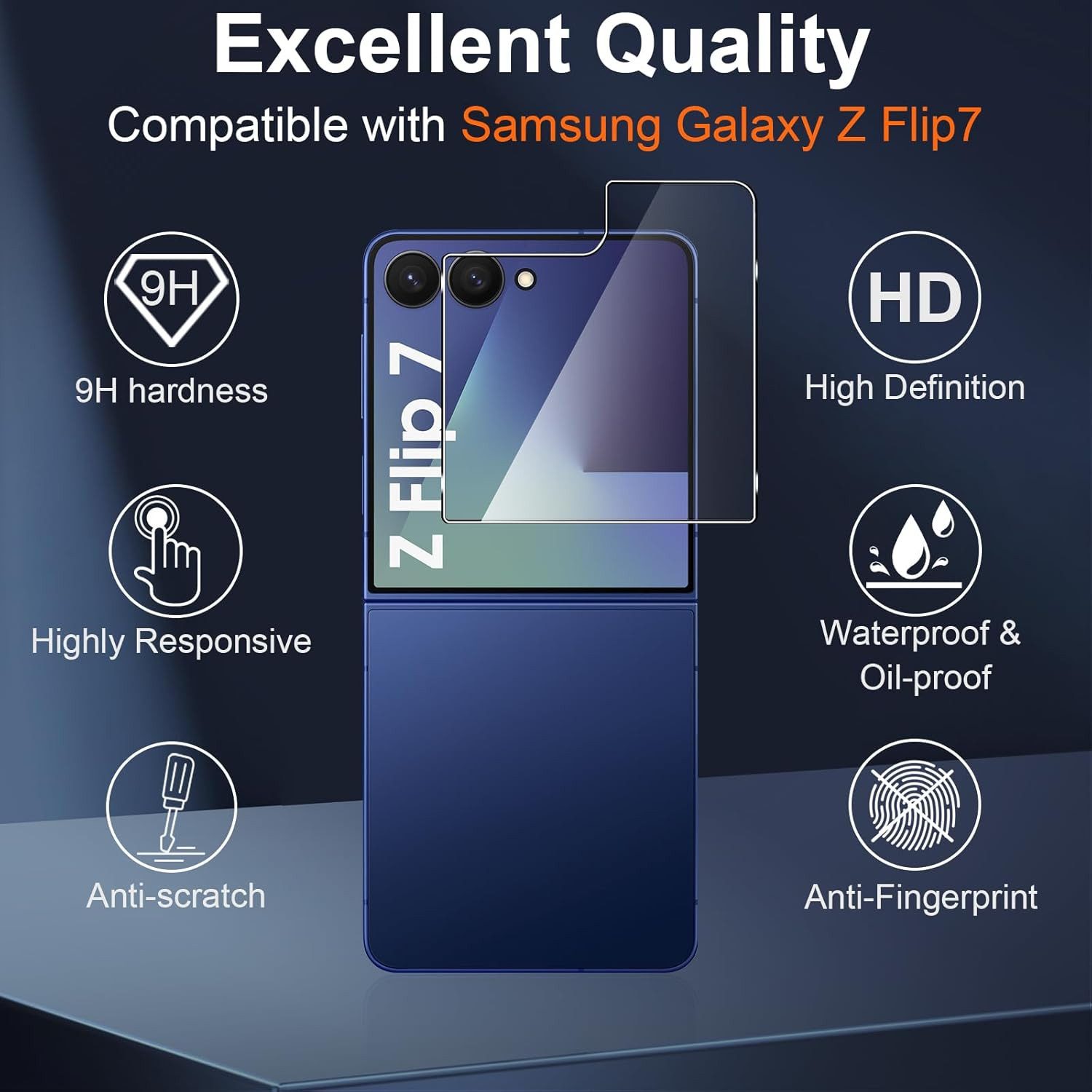 MSM Displayschutzglas 6in1 Schutzglas (Display + Kamera) für Samsung Galaxy Z Flip 7 5G – Bild 5 von 5