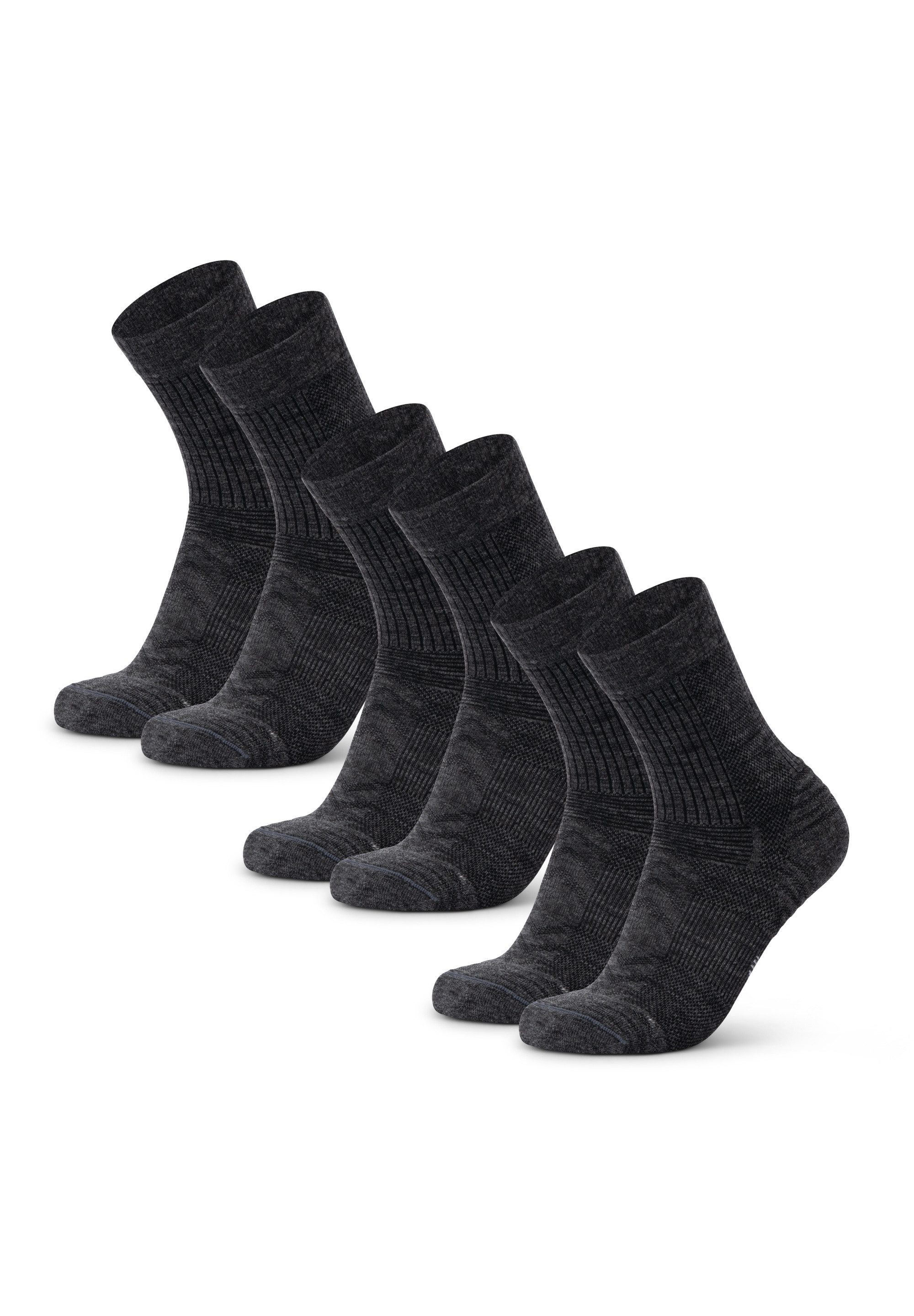 DANISH ENDURANCE Basicsocken Light Hiking Crew (3-Paar) Leicht & gepolstert, Anti-Blasen Socken, Ideal zum Wandern