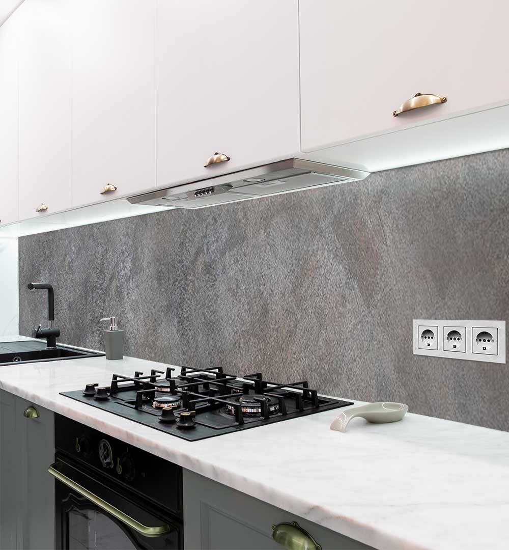 MyMaxxi Dekorationsfolie Küchenrückwand verwaschene helle Stahlwand selbstklebend