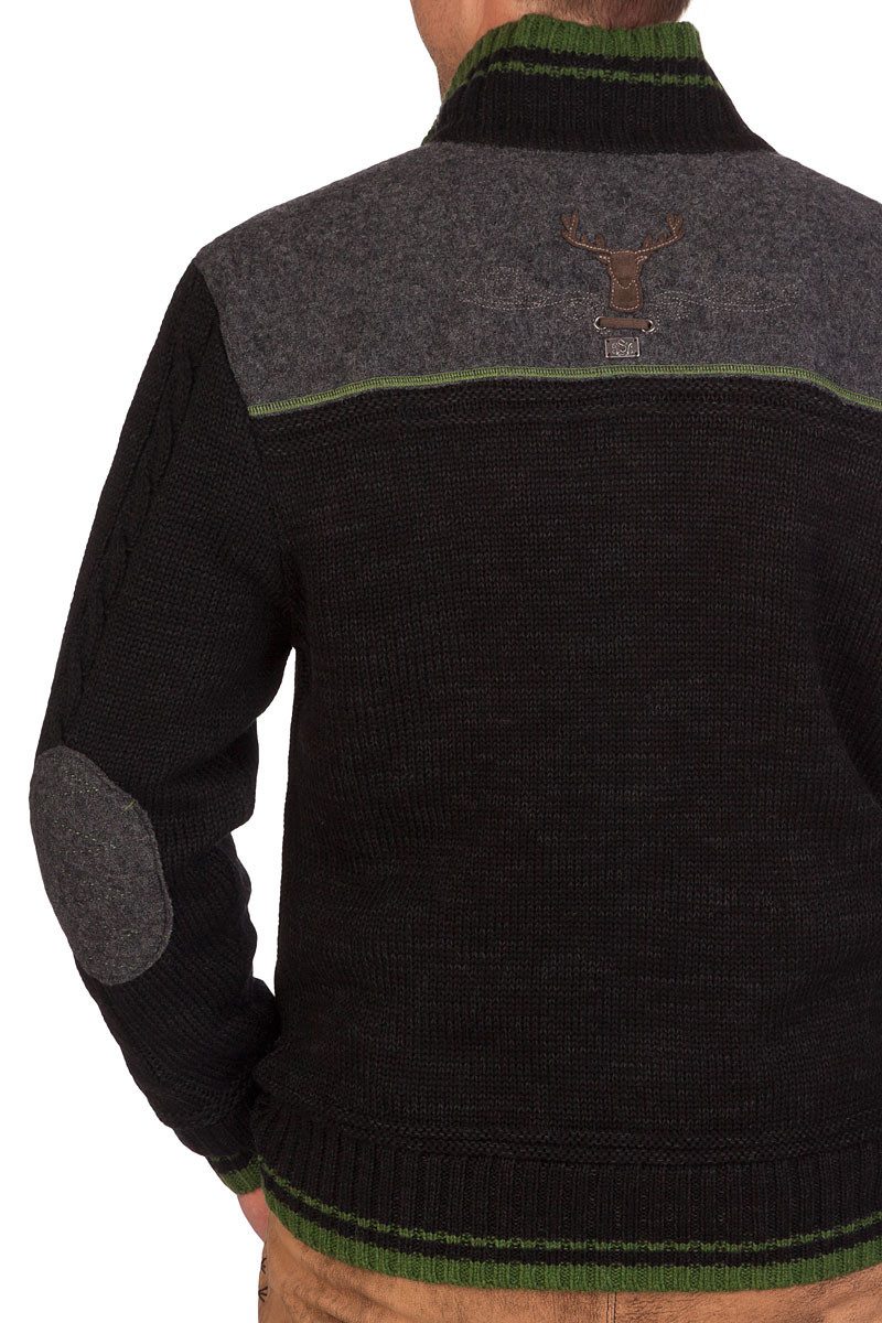 Spieth & Wensky Trachtenstrickjacke Strickjacke Herren - NETZBACH - Meisterschaftsjacke - grün, schwarzme