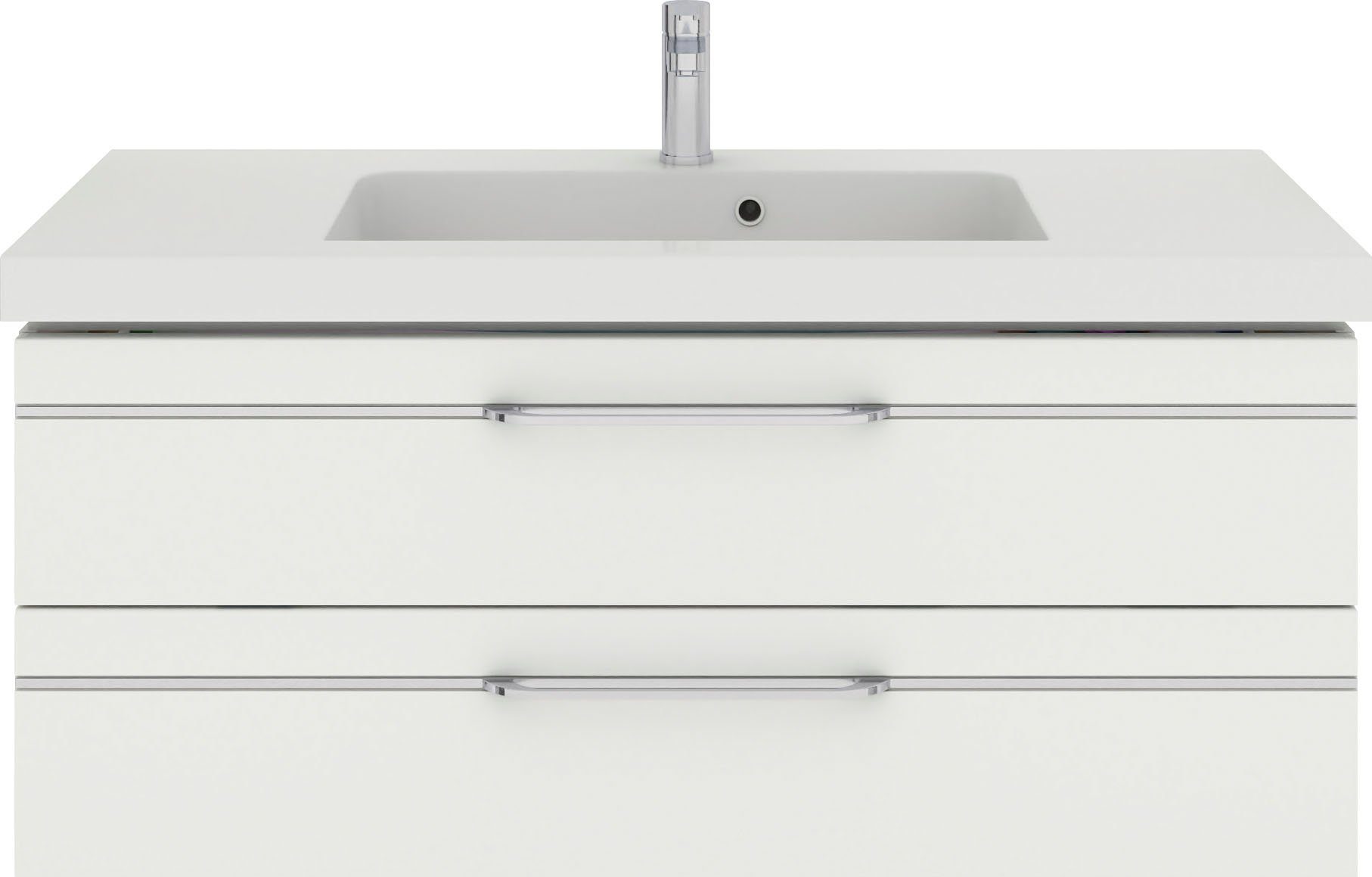 Saphir Badmöbel-Set Balto Sprint Waschplatz mit Mineralmarmor-Waschtisch, 123 cm breit, (1-St), Waschtisch und Unterschrank, inkl. Türdämpfer, mit 2 Schubladen