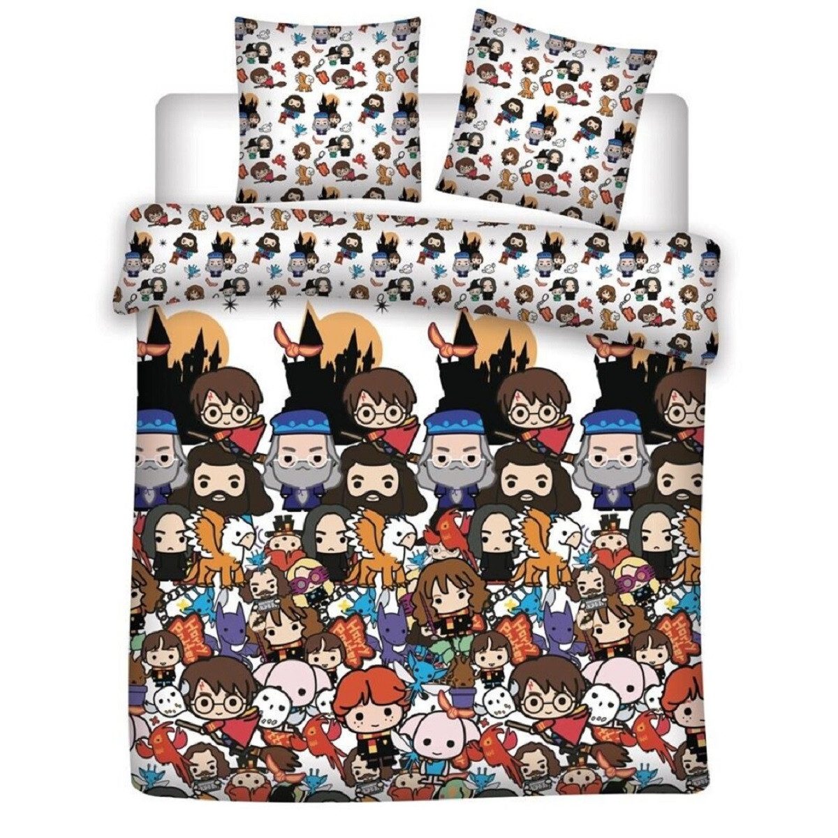 Harry Potter Bettwäsche Set – 1x Deckenbezug 240x220 cm & 2x Kissenbezüge 63x63 cm, 3 teilig