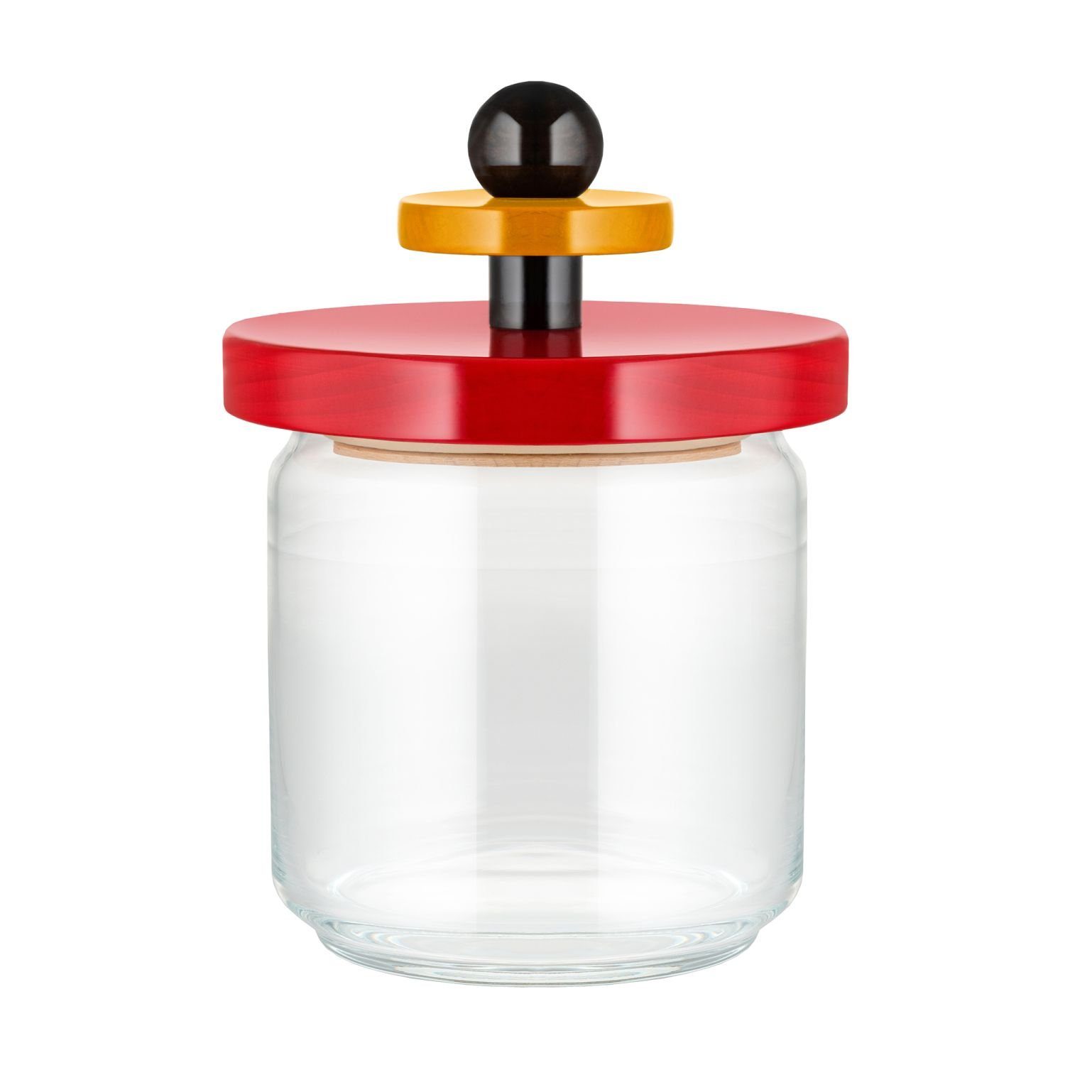 Alessi Vorratsdose Sottsass Collection Twergi Rot 75 ml, Buchenholz, Glas, (1-tlg)