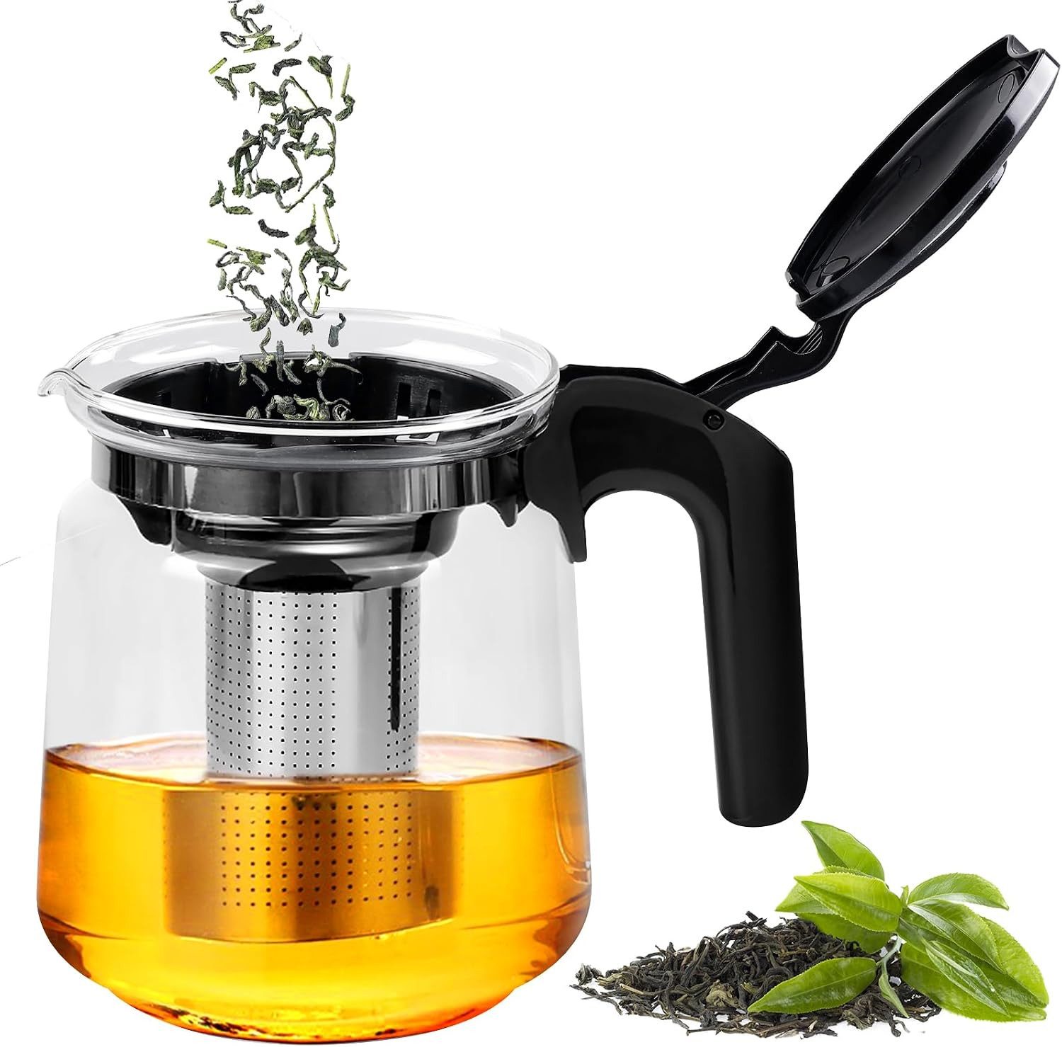 FELIXLEO Caydanlik-Teekanne Glas Teekanne 1500ml mit Teesieb Glaskanne für Tee Kaffee