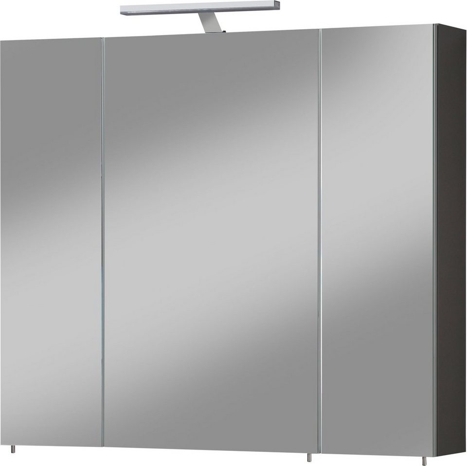 welltime Spiegelschrank Torino Breite 80 cm, 3-türig, LED-Beleuchtung,  Schalter-/Steckdosenbox