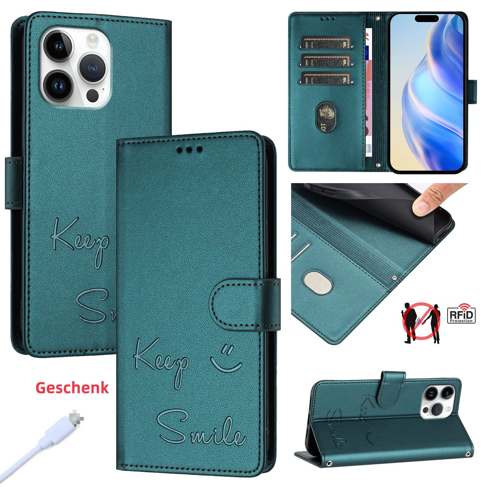 trends for living Handyhülle Leder Hülle Cover Case für iPhone X XS 12 13 14 15 16 Pro Max Plus