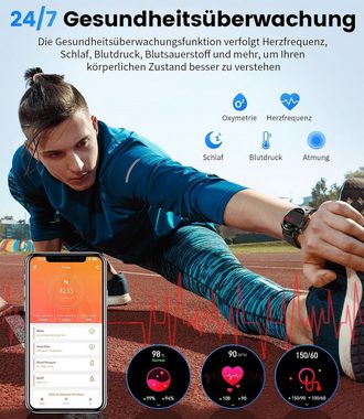 Lige Smartwatch (1,43 Zoll, Android iOS), Herren Telefonfunktion Sportuhr 110 Sportmodi IP68 Wasserdicht 360 mAh