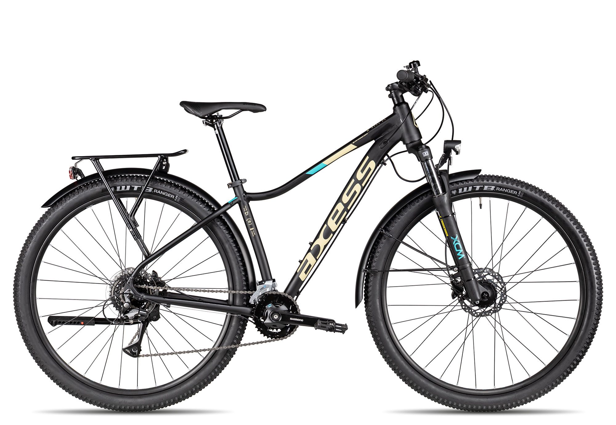 Axess Mountainbike MEEA DX ATB, 16 Gang Shimano Acera RD-M3020-8 Schaltwerk, Kettenschaltung, hydraulische Scheibenbremse schwarz/grau