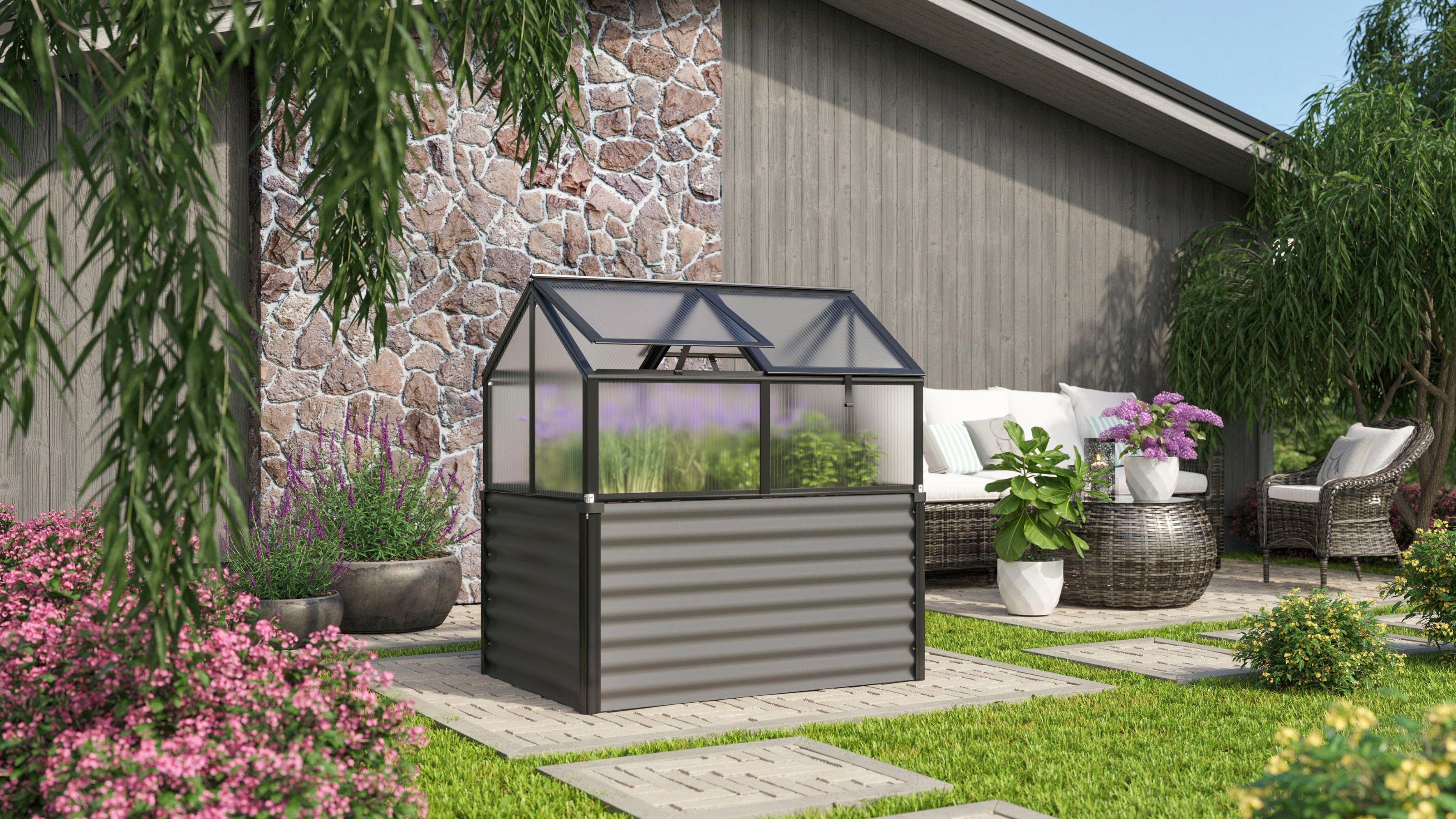 Thumbnail - Vitavia Hochbeet Zola, BxTxH: 89x127x135 cm, HKP 4mm, granit/schwarz