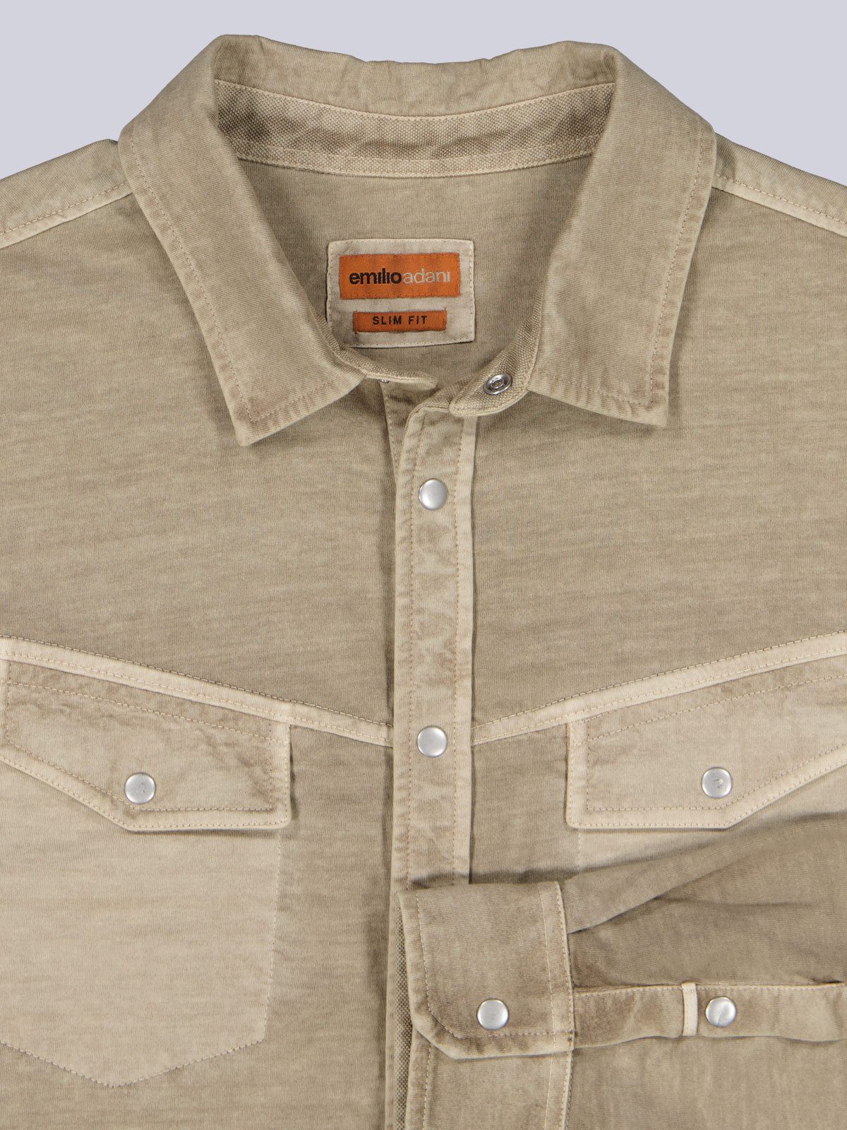 emilio adani Langarm-Poloshirt Herren Langarm-Hemd uni, Braunbeige