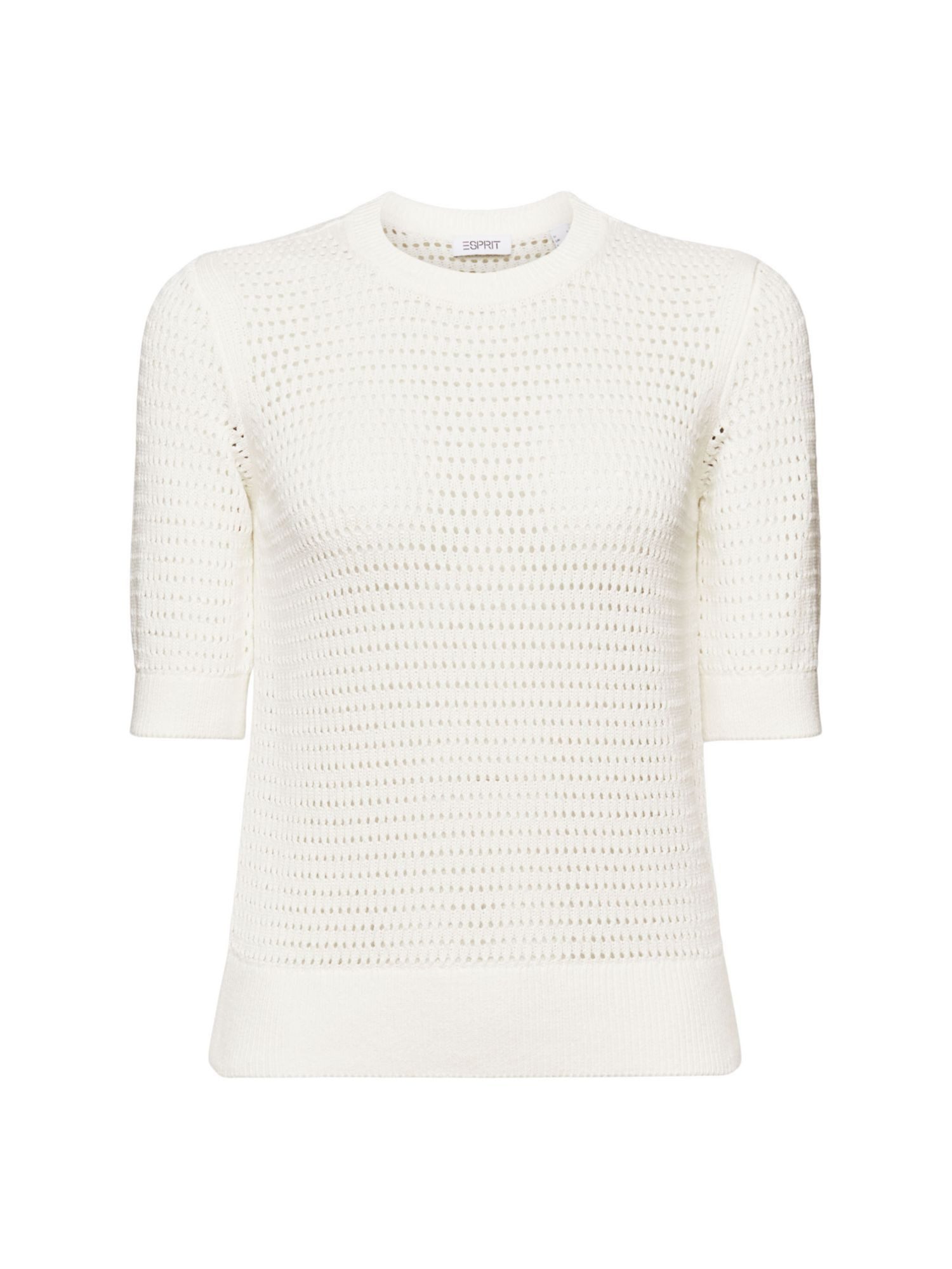 Esprit Kurzarmpullover Kurzärmeliger Mesh-Pullover