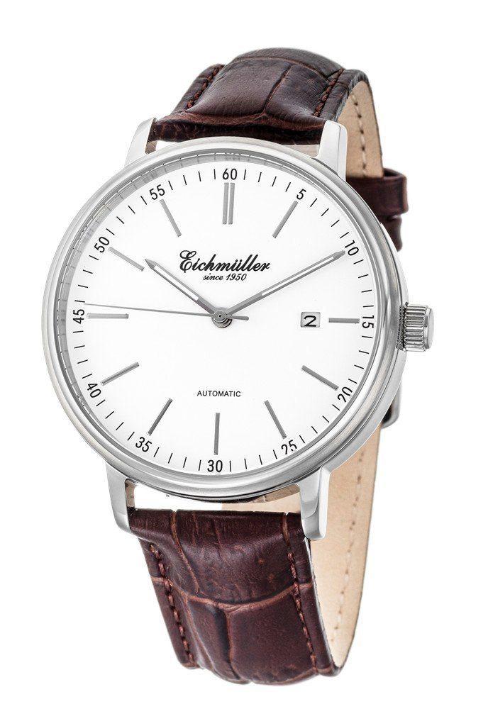 Eichmüller Automatikuhr RE7033 Herrenuhr Miyota 8215 Lederband braun-weiss 42 mm