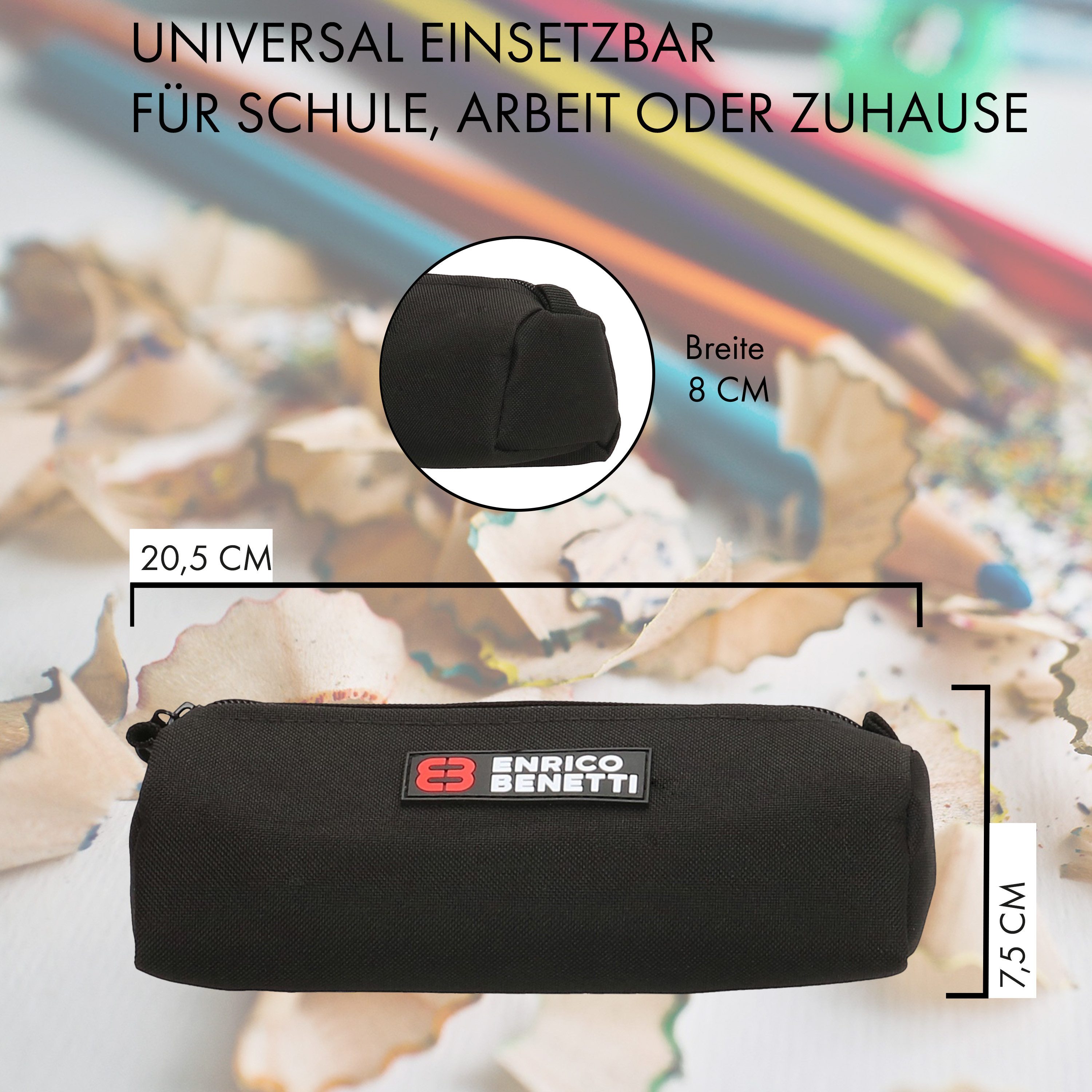 Enrico Benetti Federmäppchen Schlampermäppchen Jungen, Mädchen Stifte Etui, (aus Polyester - mit praktischen Griffschlaufen, 1-tlg., wasserabweisend), mit geräumigem Fach