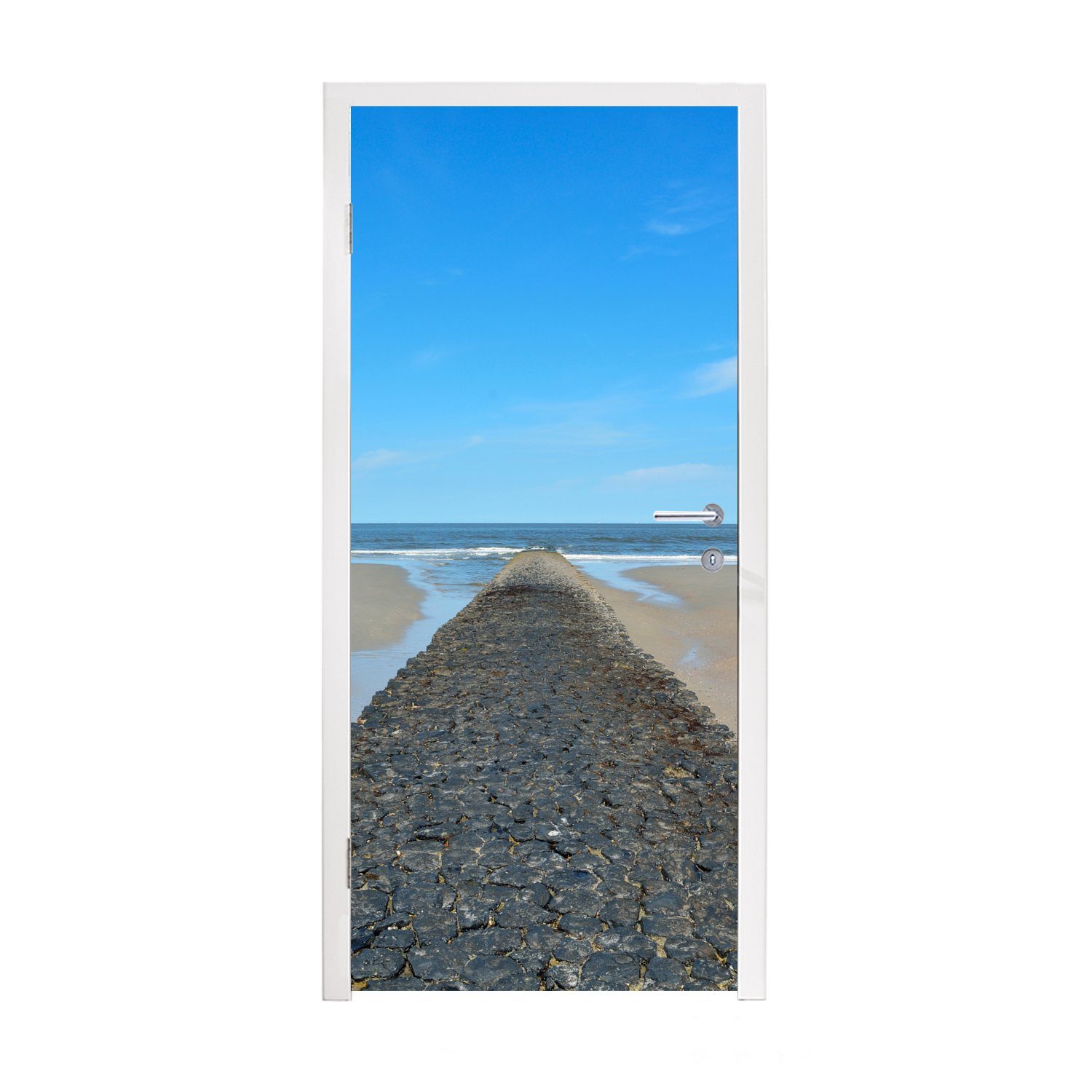 MuchoWow Türtapete Nordsee - Strand - Wasser, Matt, bedruckt, (1 St), Fototapete für Tür, Türaufkleber, 75x205 cm