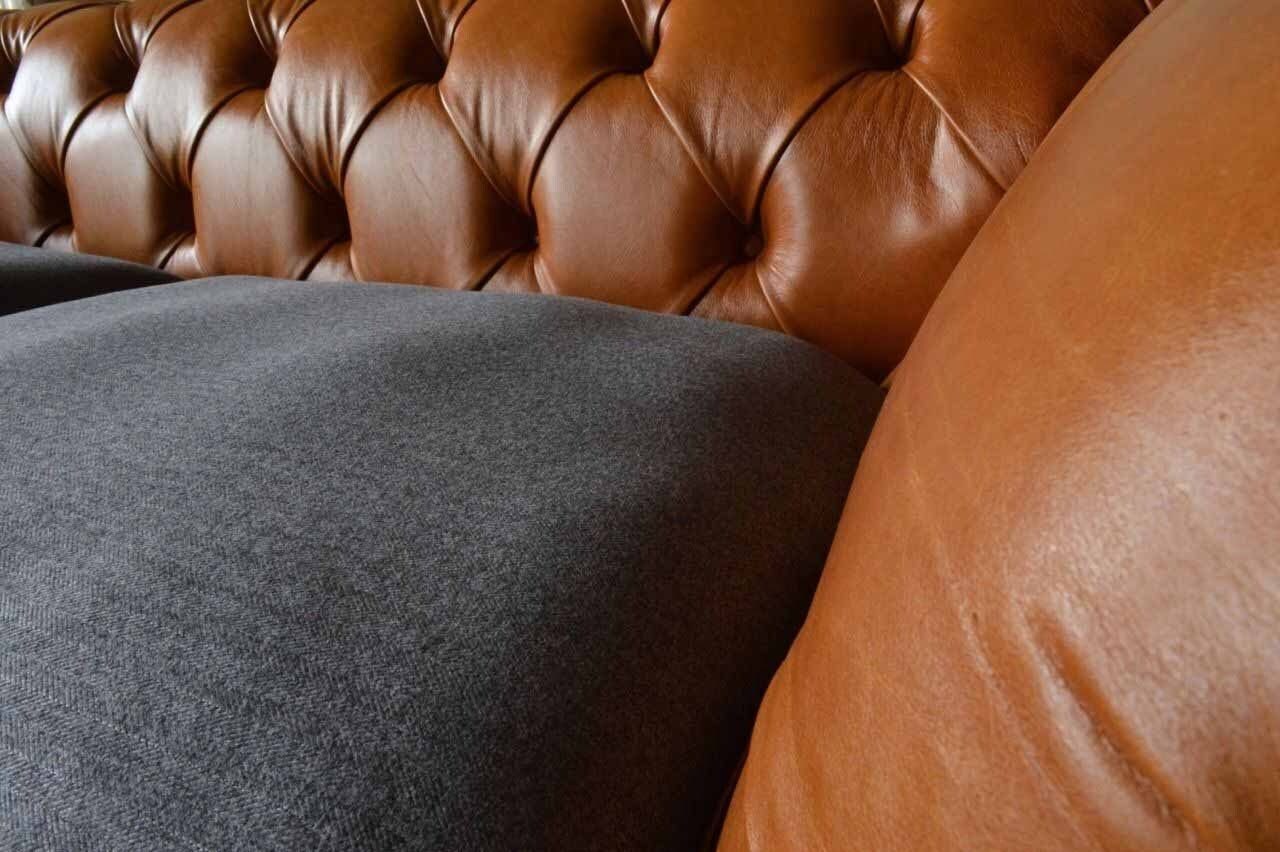 in Luxus Made Europe Leder Polster Textil Sofas Sitzer Neu, 3 Sofa Couch JVmoebel Sofa Chesterfield