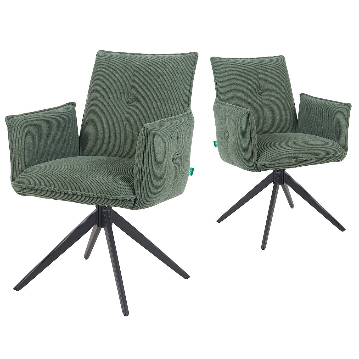 DUBI Möbel Drehstuhl Mika-Nina 2er-Set, Federkern, pulverbeschichtet, 360° drehbar im 2er-Set