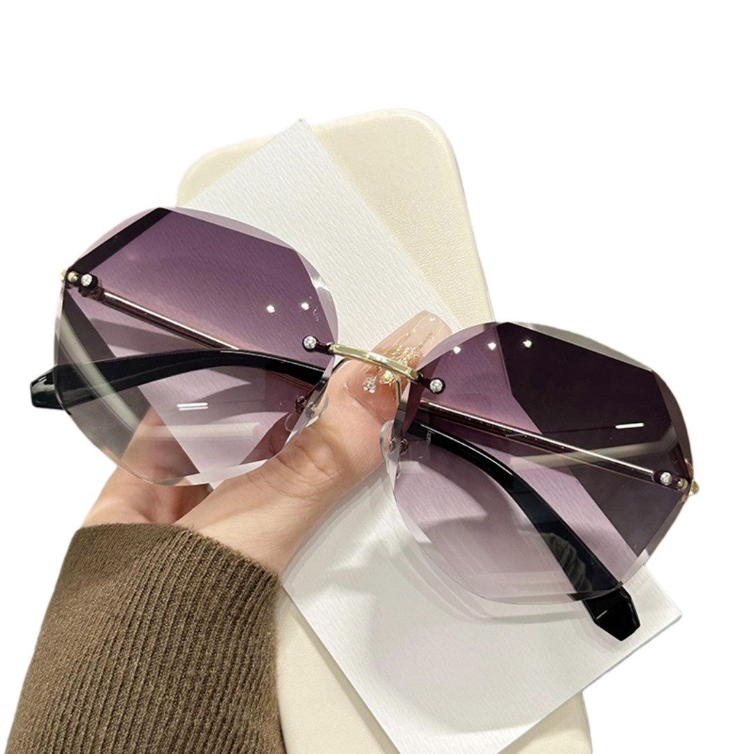 VEKROBOT Sonnenbrille Damen Sonnenbrille Retro Verlaufstönung. Ideal für Outdoor Reisen (1-St., Schmeichelhafte Sonnenbrille für zierliche Gesichtsform) Vielseitige unregelmäßige Sonnenbrille