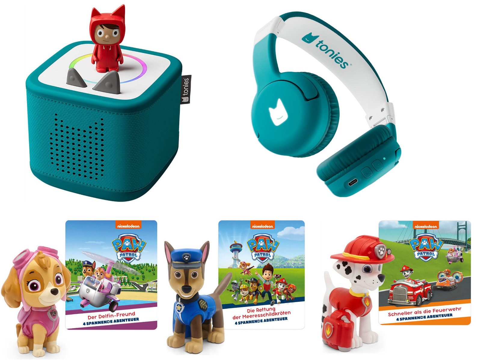tonies Spar-Starterset Toniebox 2, Lauscher + 3 Paw Patrol Tonies Lautsprechersystem