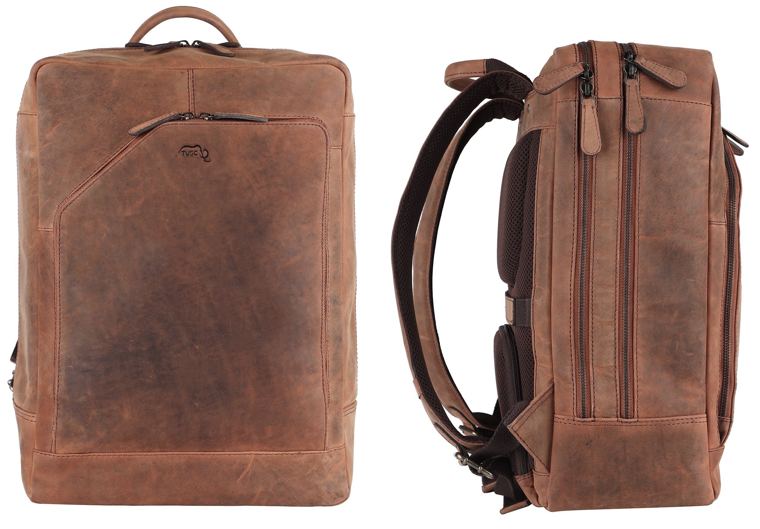 Corvus Zoll. 15L, Walnut Laptop bis TUSC Leder Rucksack aus 15,6 für Tagesrucksack Premium