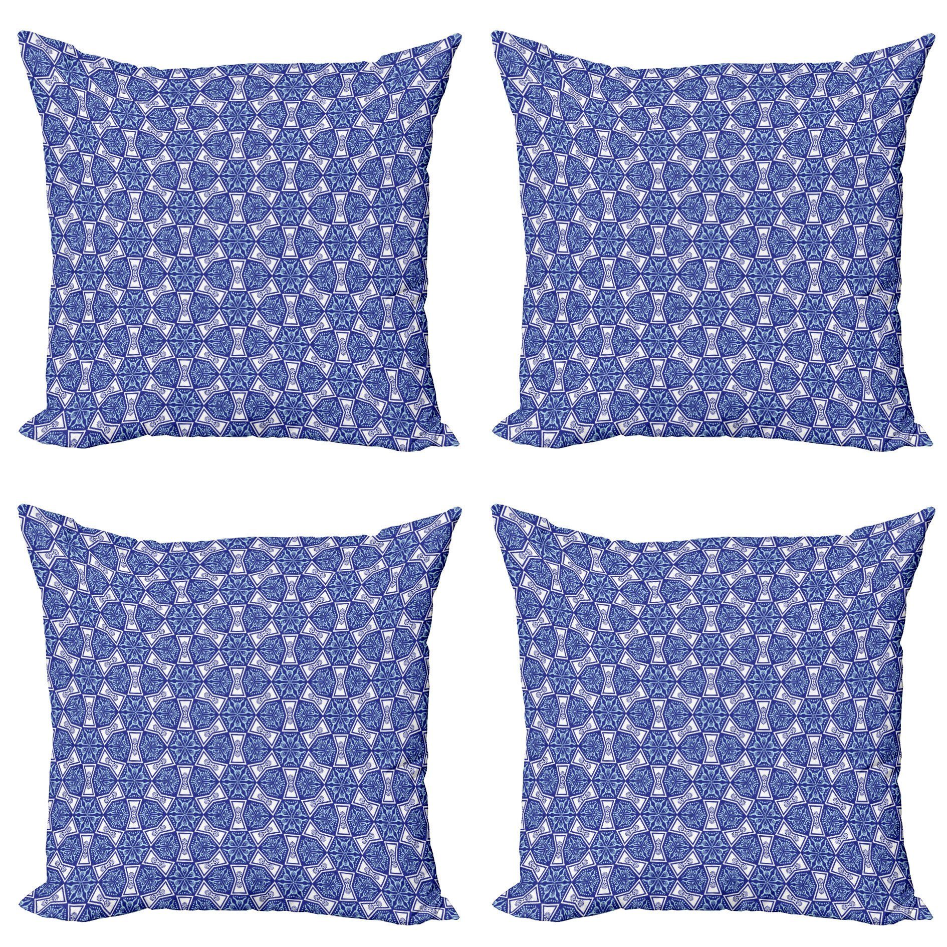 Mosaik Blauer Doppelseitiger Accent Digitaldruck, Kissenbezüge Modern Türkisch-Muster Stück), (4 Abakuhaus