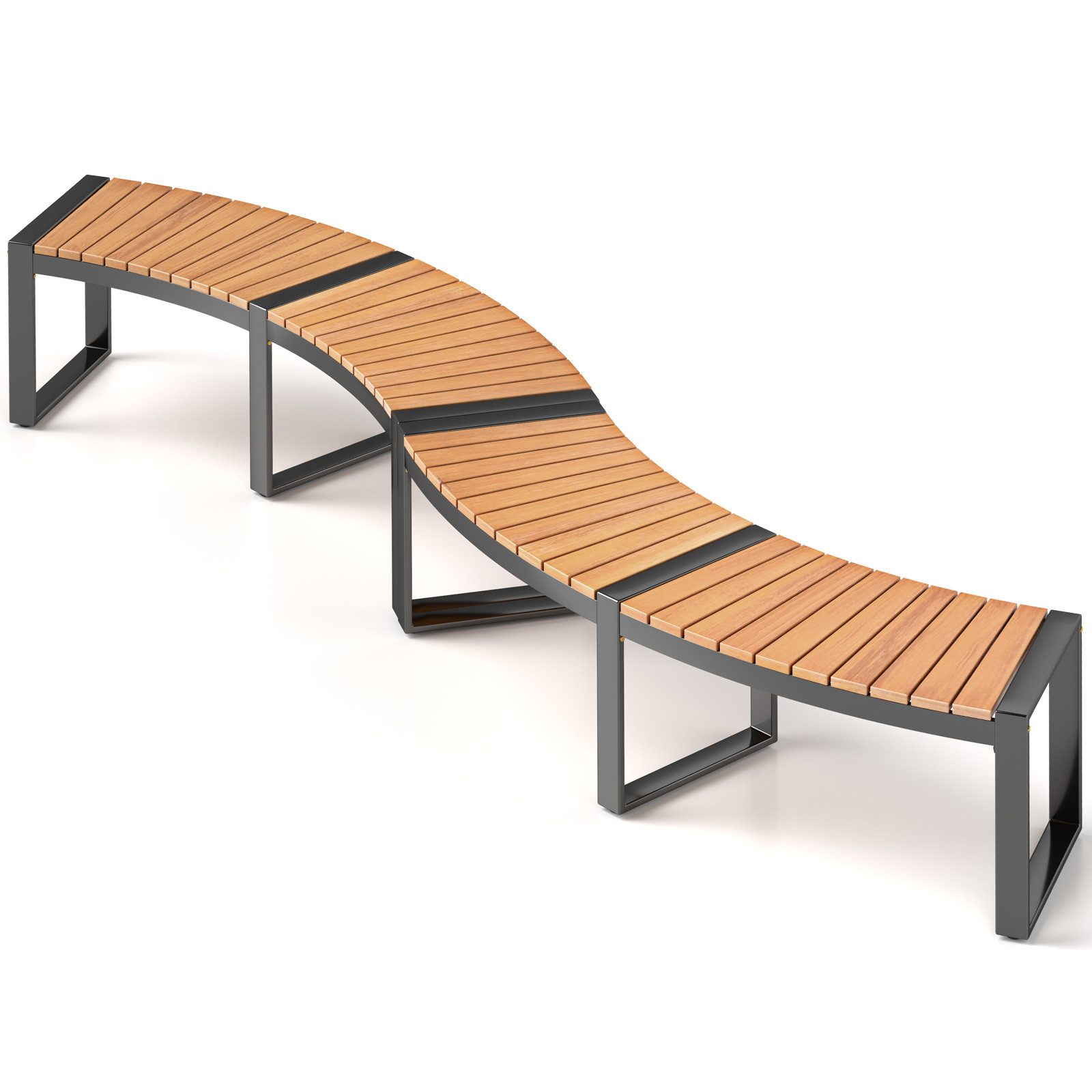 COSTWAY Gartenbank (2-St), ohne Rückenlehne, wetterfest, 2-3 Sitzer, 360kg, Akazienholz