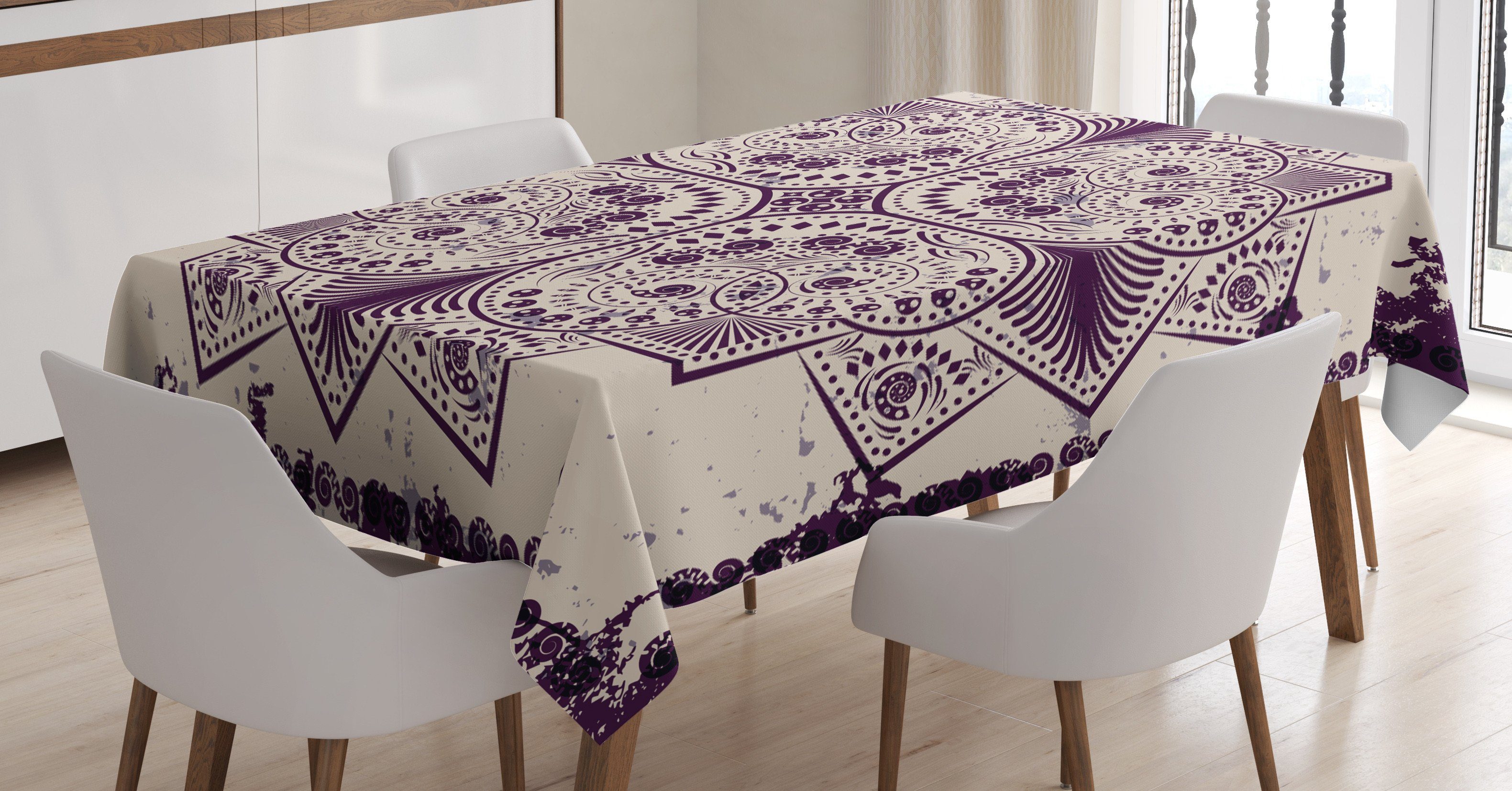 Abakuhaus Tischdecke Farbfest Waschbar Für den Außen Bereich geeignet Klare Farben, lila Mandala Snowflake-Formular