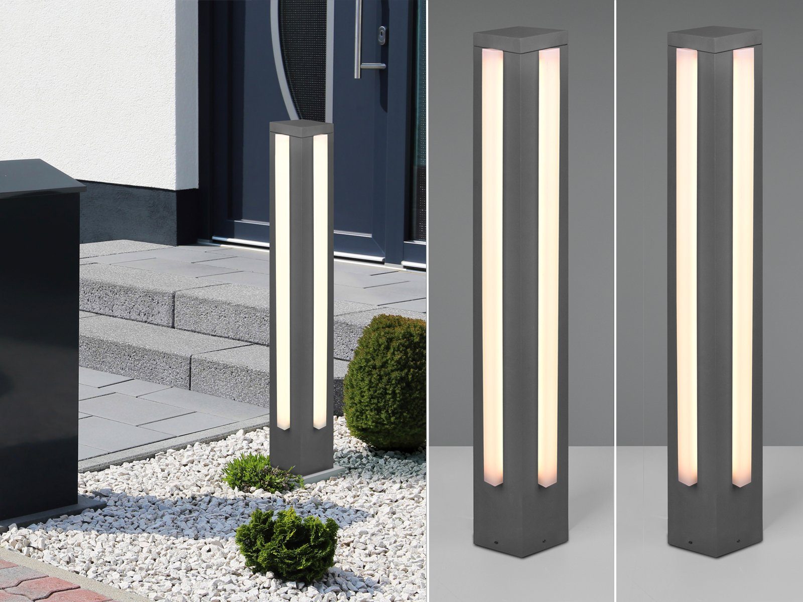 meineWunschleuchte LED Pollerleuchte, 2er Set WegeBeleuchtung für