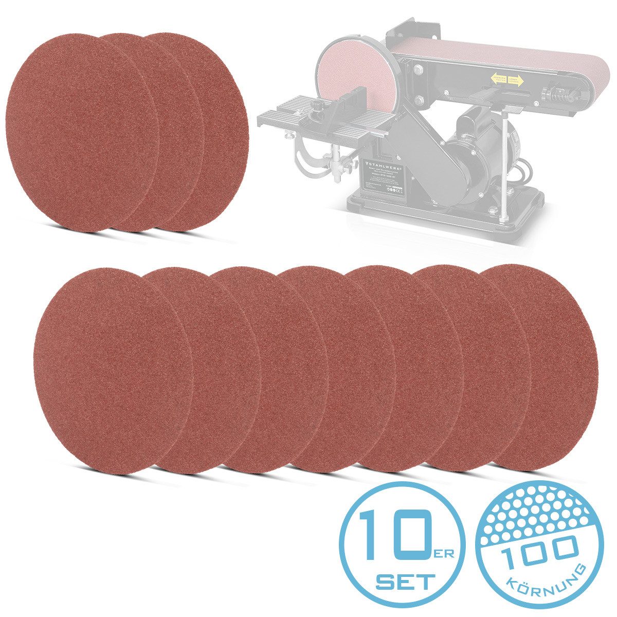 STAHLWERK Schleifscheibe 10er Set 150 mm mit K100 Körnung, (Packung, 10 St., Set)