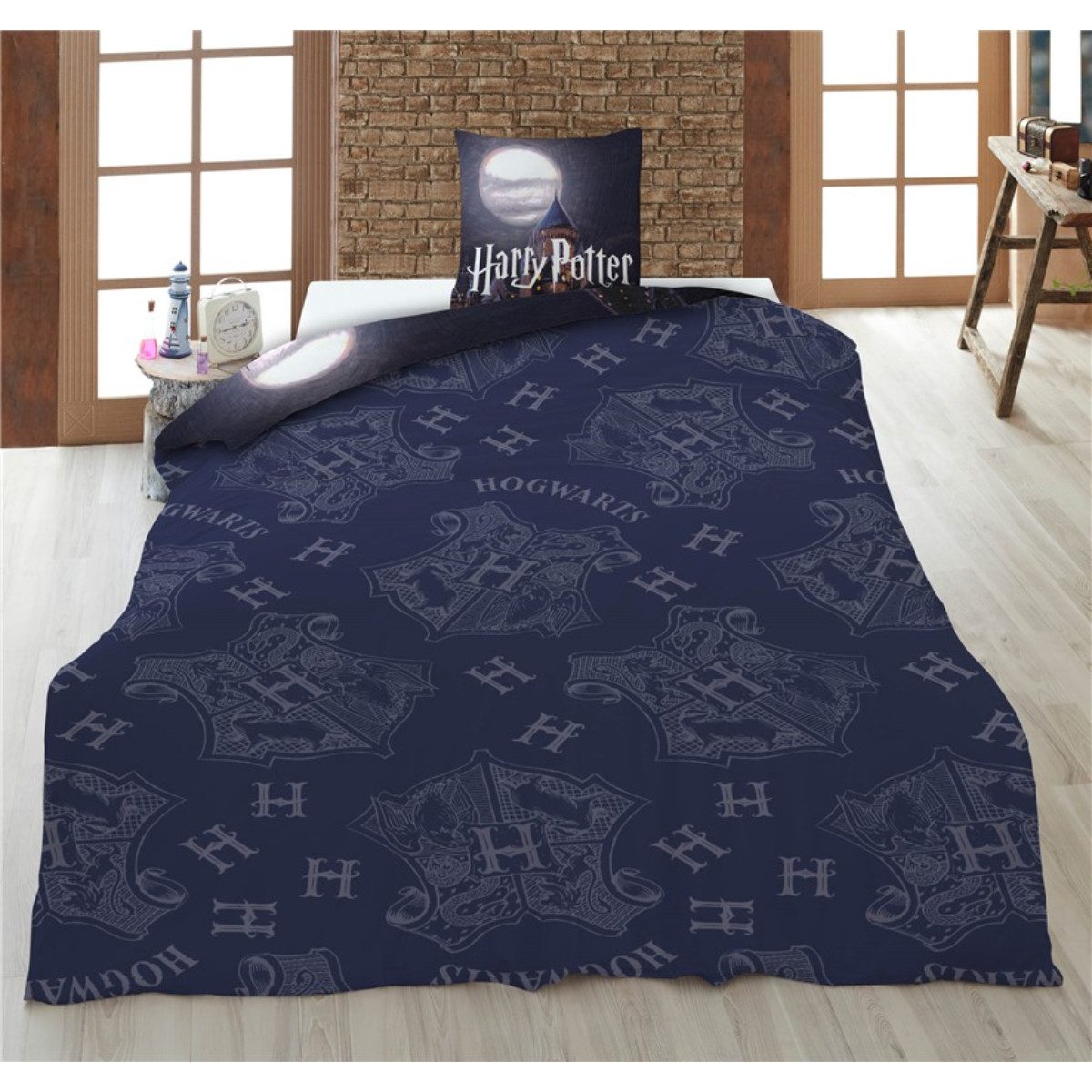 Aymax sprl Bettwäsche Harry Potter 140x200 cm + Kissenbezug 65x65 cm Kinderbett