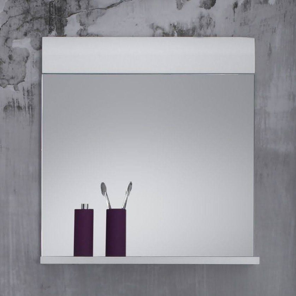 Lomadox Badspiegel LISBOA-19, mit Ablageboden in Weiß Hochglanz, B/H/T: ca. 60/55/10 cm