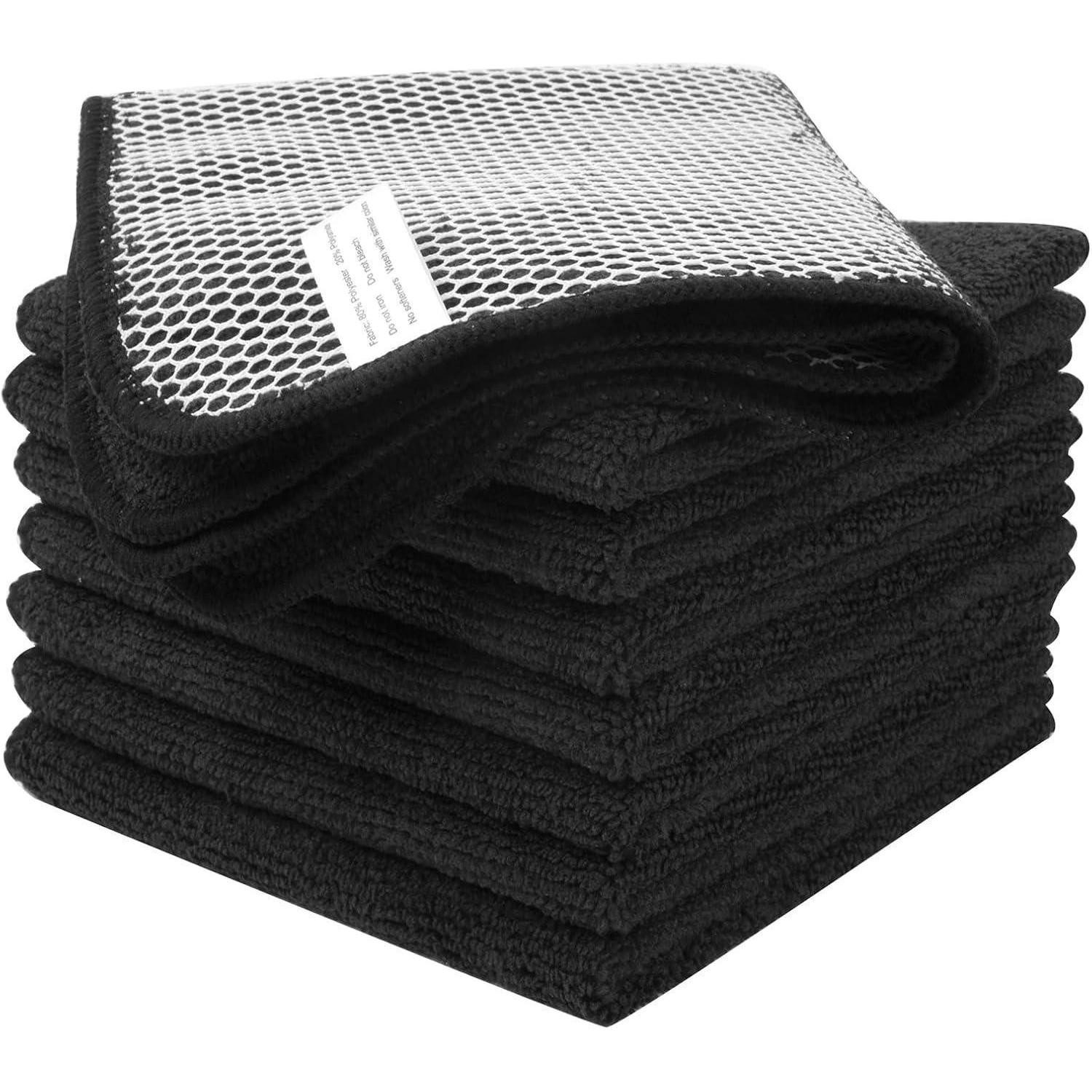 LuxusKollektion Spültuch Microfaser Spültücher Spüllappen Schwarz 8er Pack 30x30cm