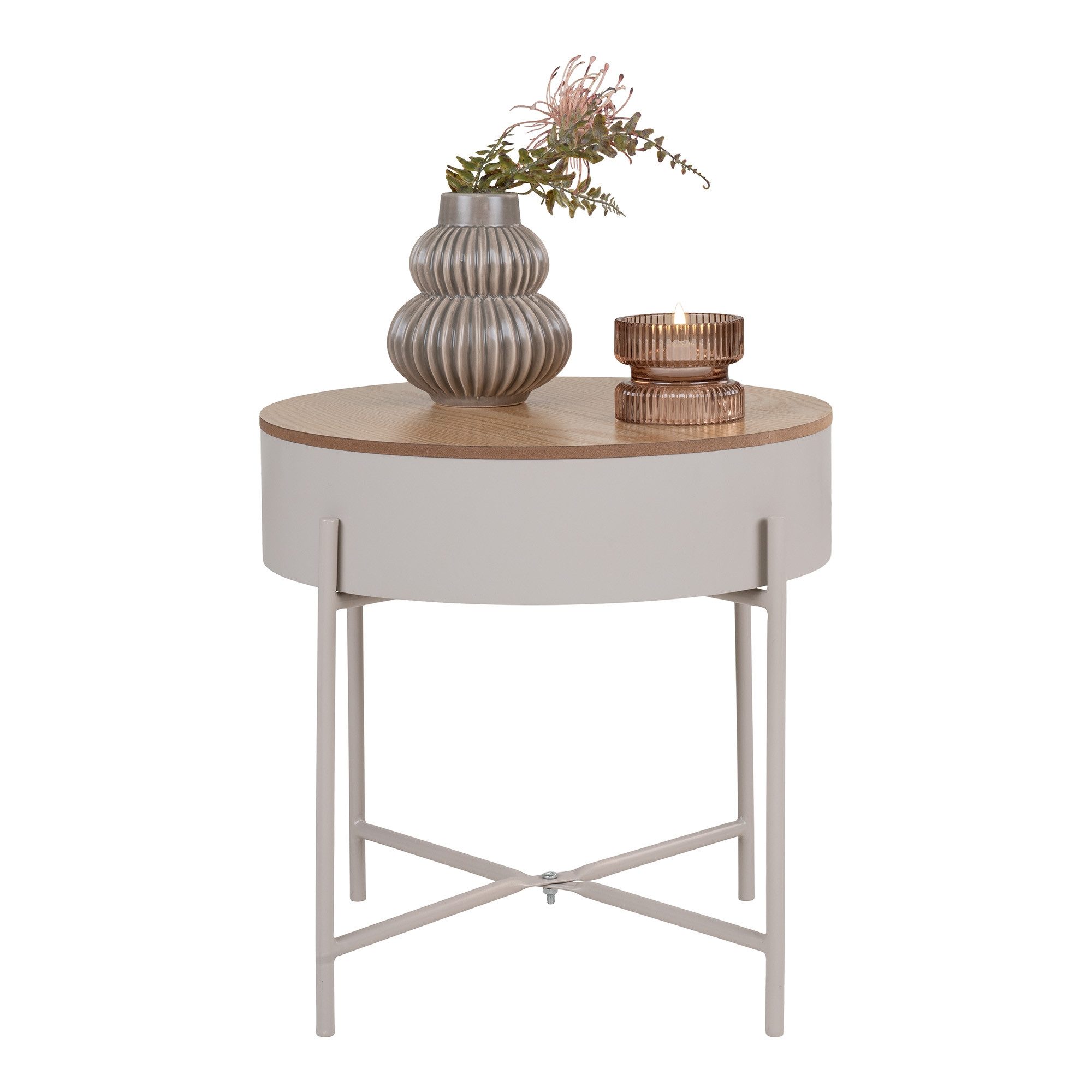 House Nordic Beistelltisch in Grau, Melamin, MDF, Stål - 40x40x40cm (BxHxT)