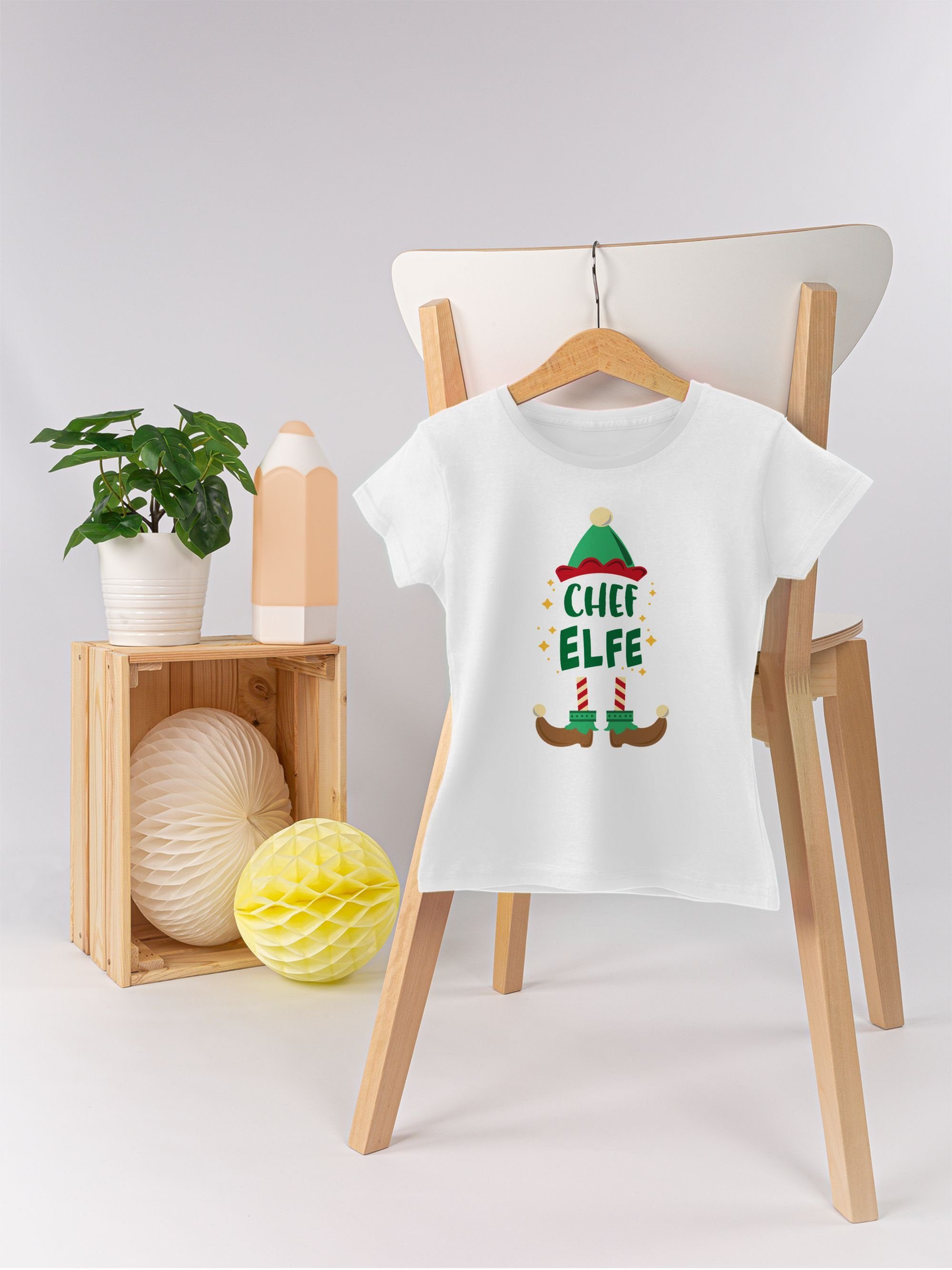 Shirtracer T-Shirt Weihnachten Chef Elfe Kleidung Weihnachten Kinder Weiß 3