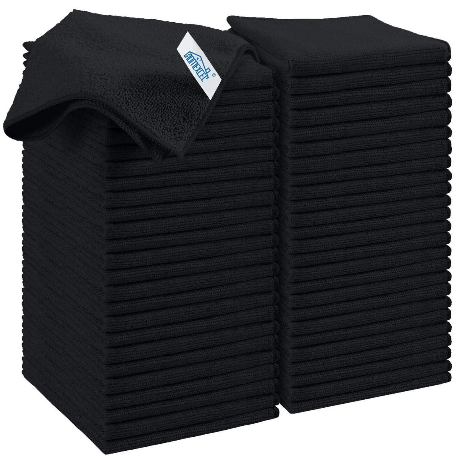 LuxusKollektion Mikrofasertücher 50 Stück Schwarz 30x30cm Schwarz 29,2 x 29,2 cm Mikrofasertuch