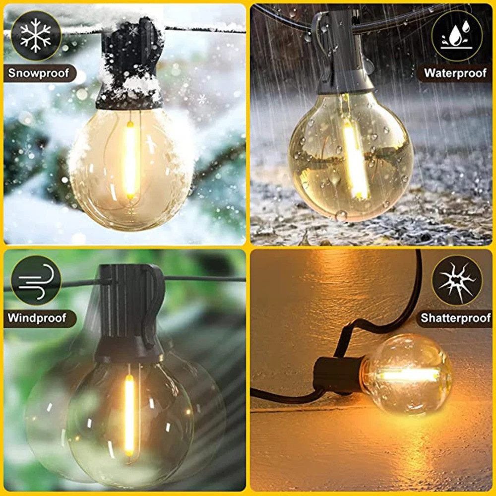 Athlix LED-Lichterkette LED-Lichterkette Lichterkette Led Außen IP44 Wetterfest Wasserdicht, Wasserdicht Glühbirnen Warmweiß, IP44 Wetterfest, G40 LED – Bild 4 von 5