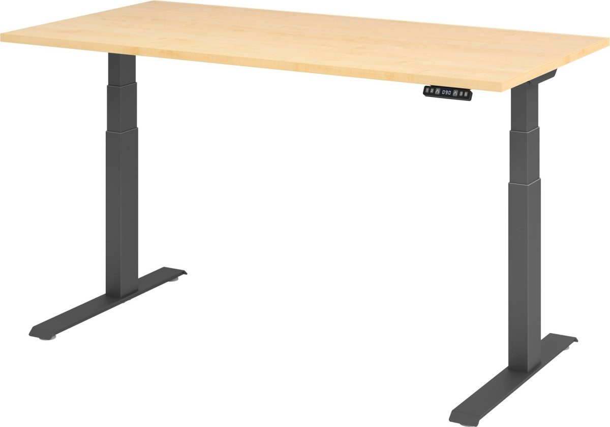 Schreibtisch Sitz-Steh-Schreibtisch elektrisch 160x80cm Ahorn/Silber