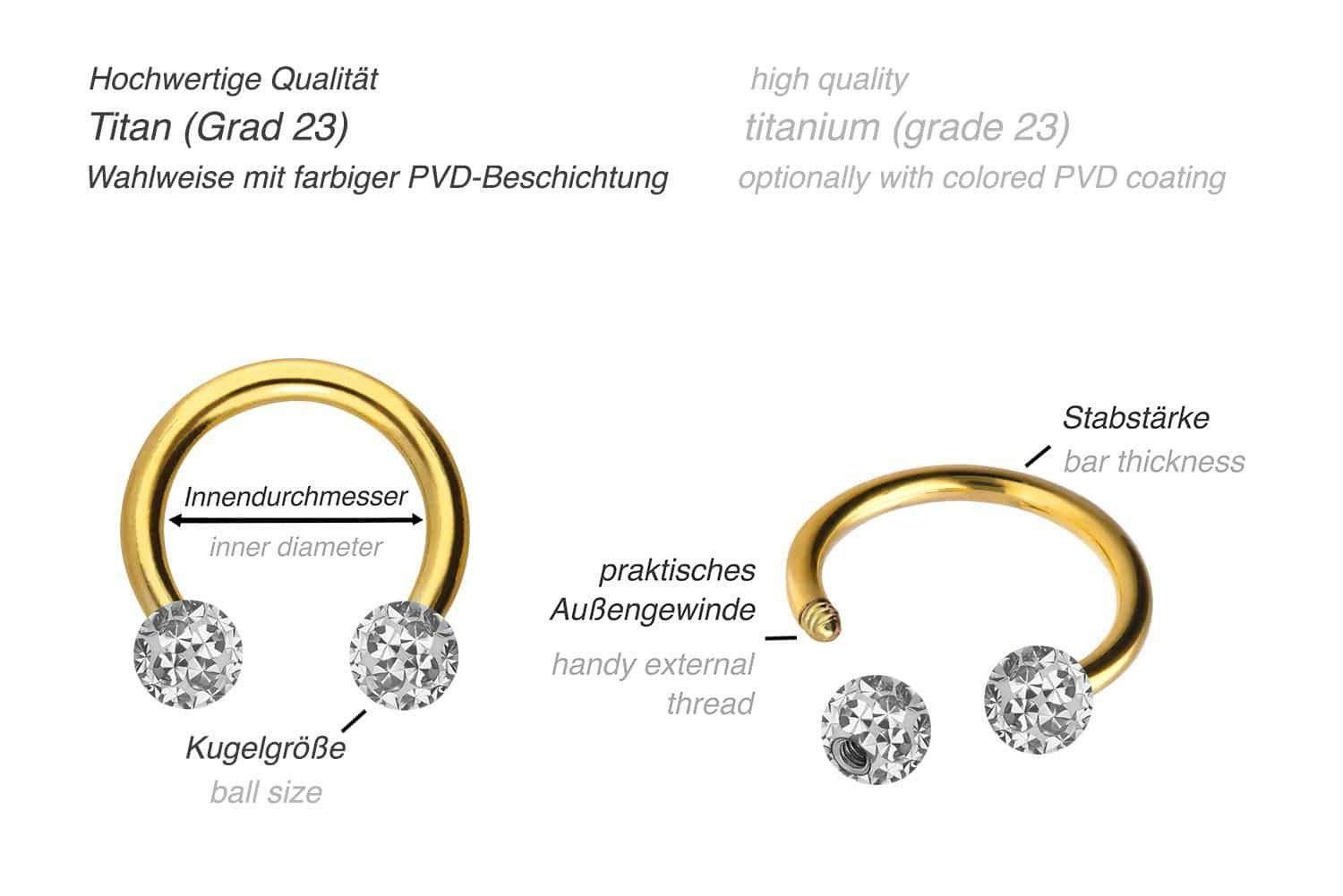 PIERCINGLINE Nasenpiercing Titan Hufeisenring EPOXY-KUGELN (Hufeisen-Ringe günstig online kaufen