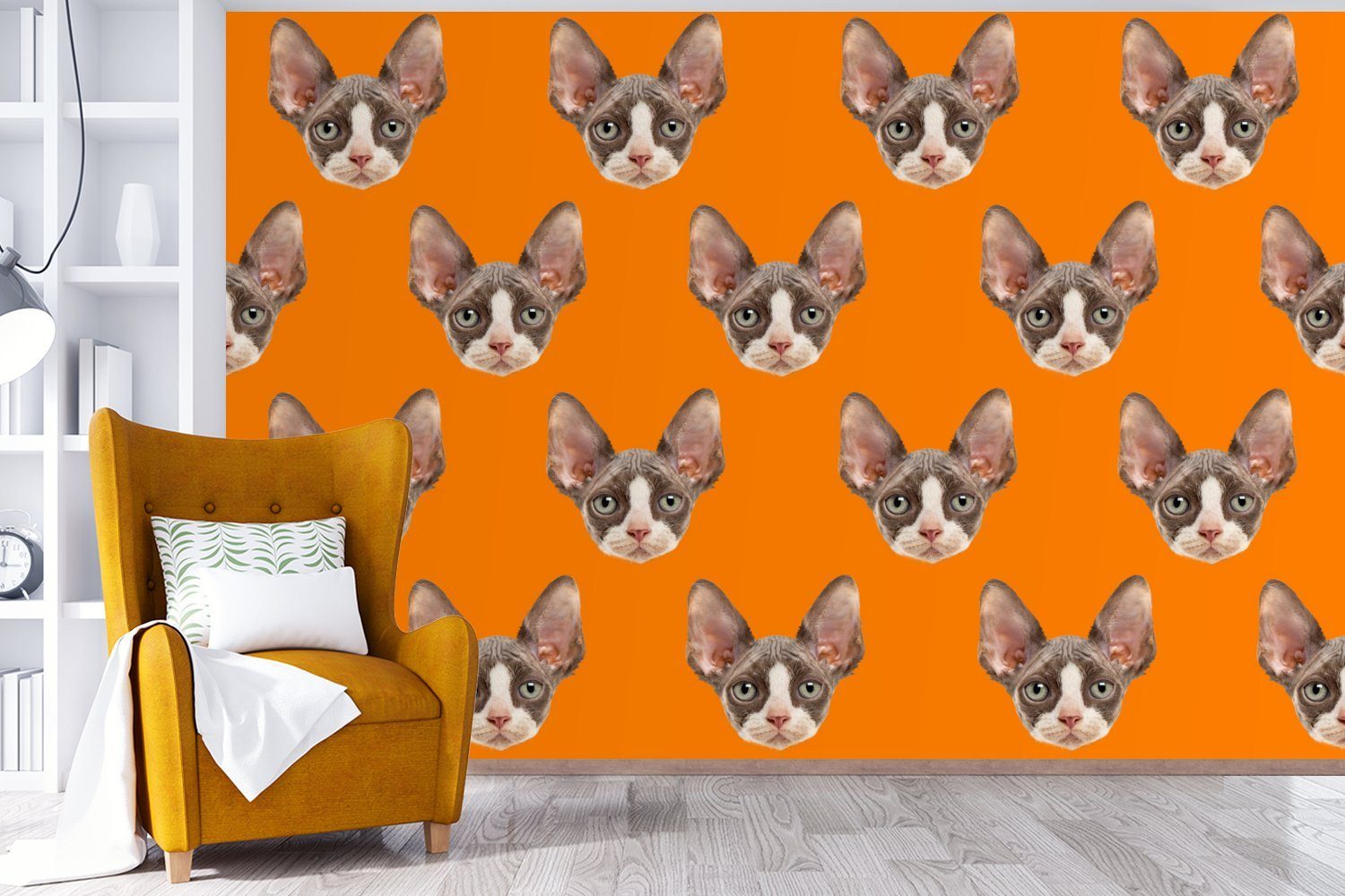 St), für Fototapete Wohnzimmer, Wallpaper (6 Tapete Kinderzimmer, - Tier Schlafzimmer, Matt, MuchoWow - Orange Muster, bedruckt, Vinyl