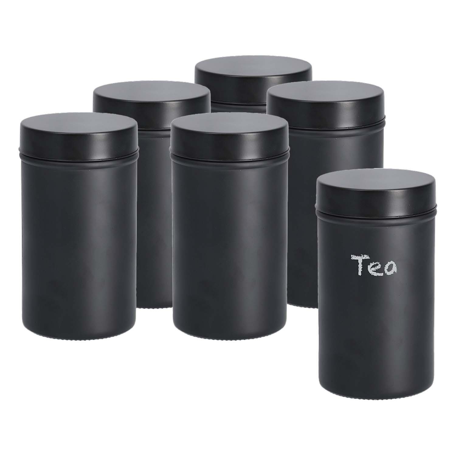 Zeller Present Vorratsglas 6er Set Vorratsgläser zum Beschriften, schwarz - Ø 10 x 17,8cm, Glas, Metall, (Set, 6-tlg., 6x Vorratsglas), individuell beschriftbar