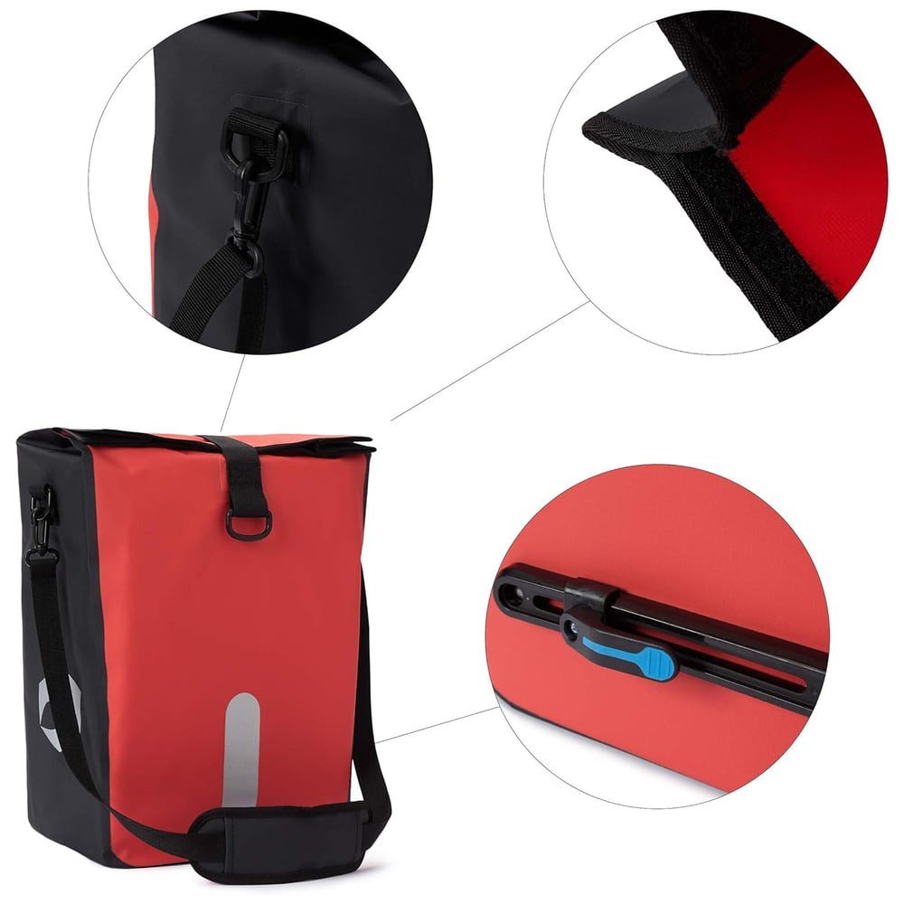 #DoYourSports Fahrradtasche "Roll-Top" 3in1 Hinterradtasche 21L, wasserabweisend für alle Gepäckträger mit Haltegriff Reflektor