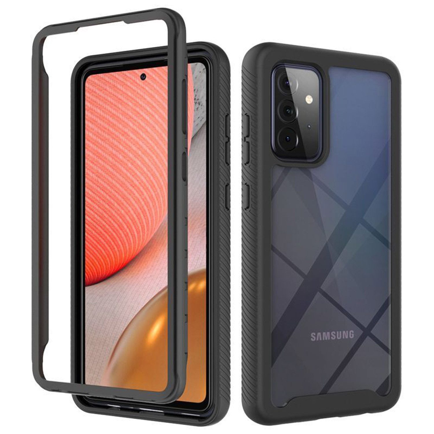 betterfon Handyhülle für Samsung Galaxy2-teiliges 360° Schutzcase mit Panzerglas, Stoßfestes TPU, elastisch, kratzfest & griffig im Alltag