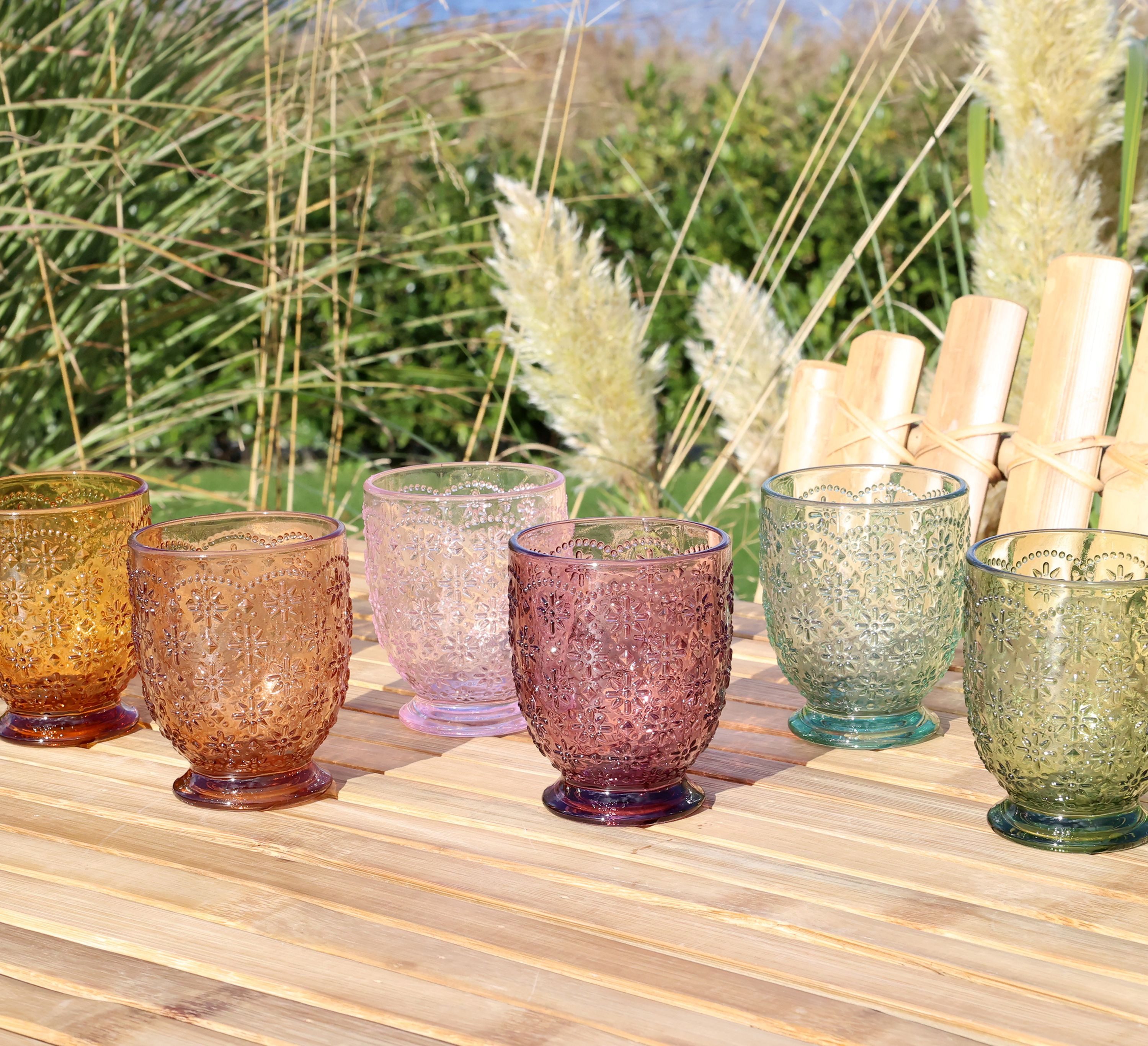 Chic Antique Gläser-Set Chic Antique - 6x Trinkgläser Wassergläser Saftgläser 250ml Bunt, Glas
