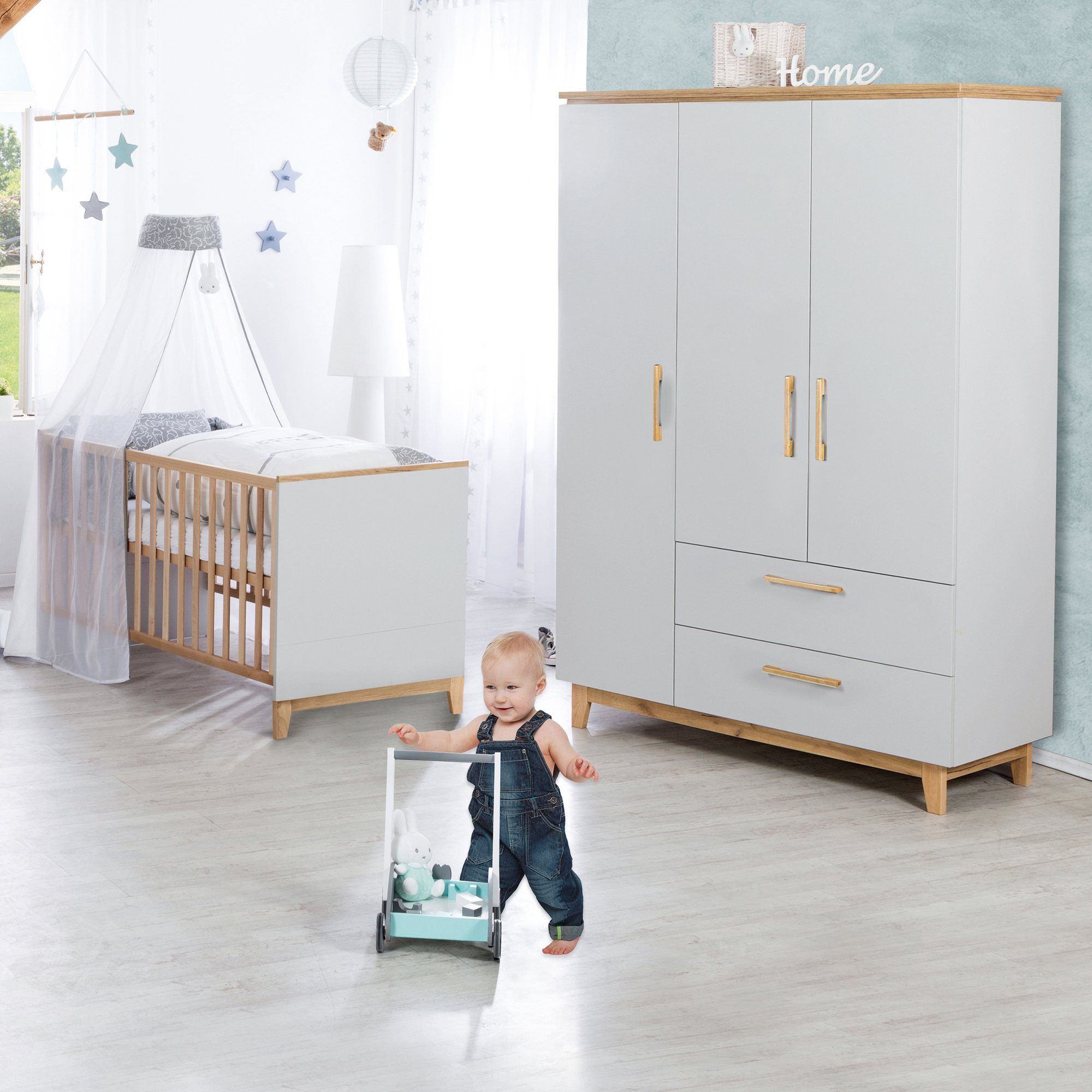 roba® Kleiderschrank Caro Drehtürenschrank, 3-türig, 2 Schubladen, mit Soft Close-Technik