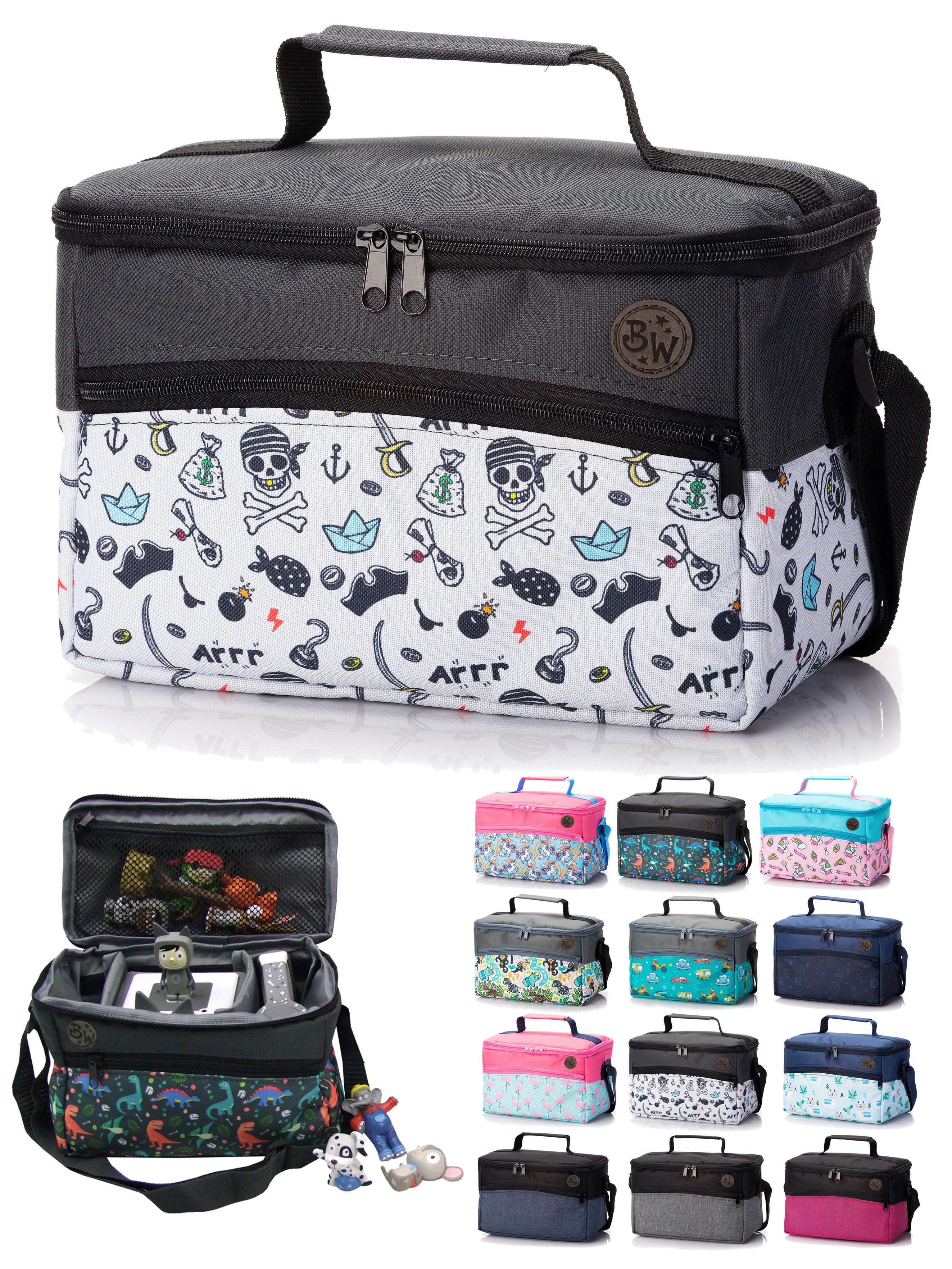 BambiniWelt by Rafael K. Aufbewahrungstasche Tasche für Toniebox Tigerbox für Musikbox Hörwürfel Innenfächer, innere Fächer dank Klettband frei verstellbar