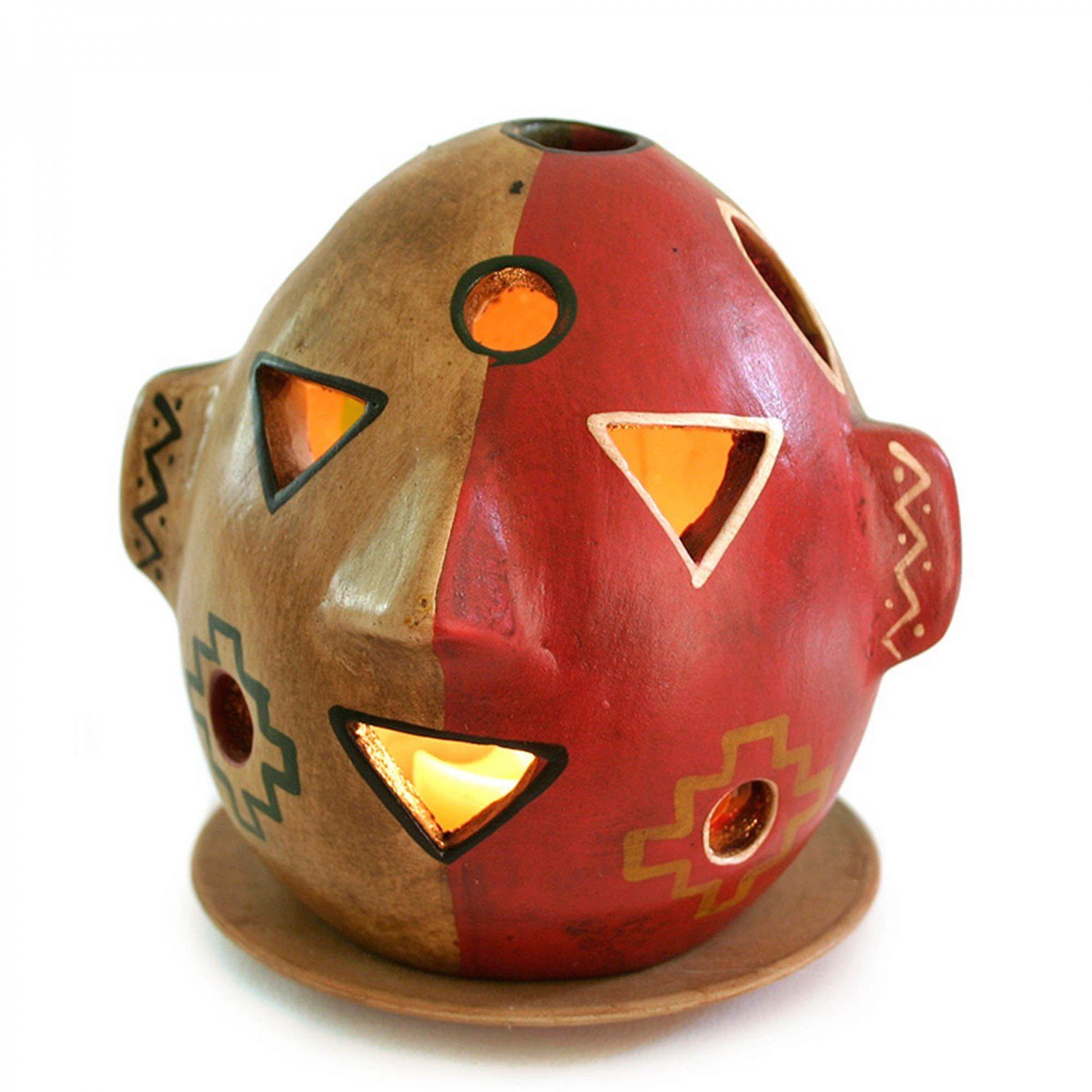 mitienda Windlicht Windlicht aus Keramik 'Maske'