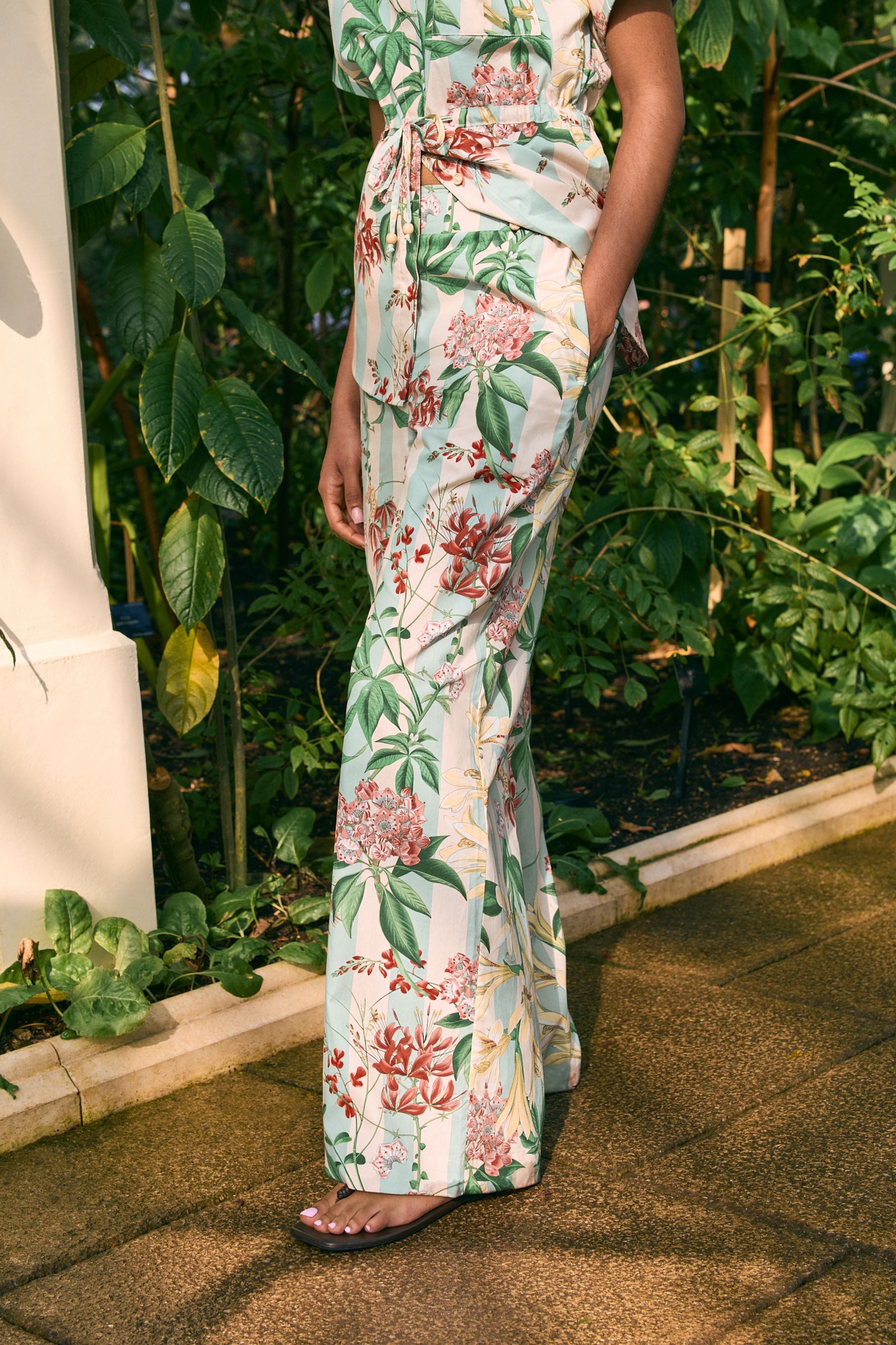 Next Palazzohose Kew Collection Hose mit weitem Bein aus Baumwolle (1-tlg)