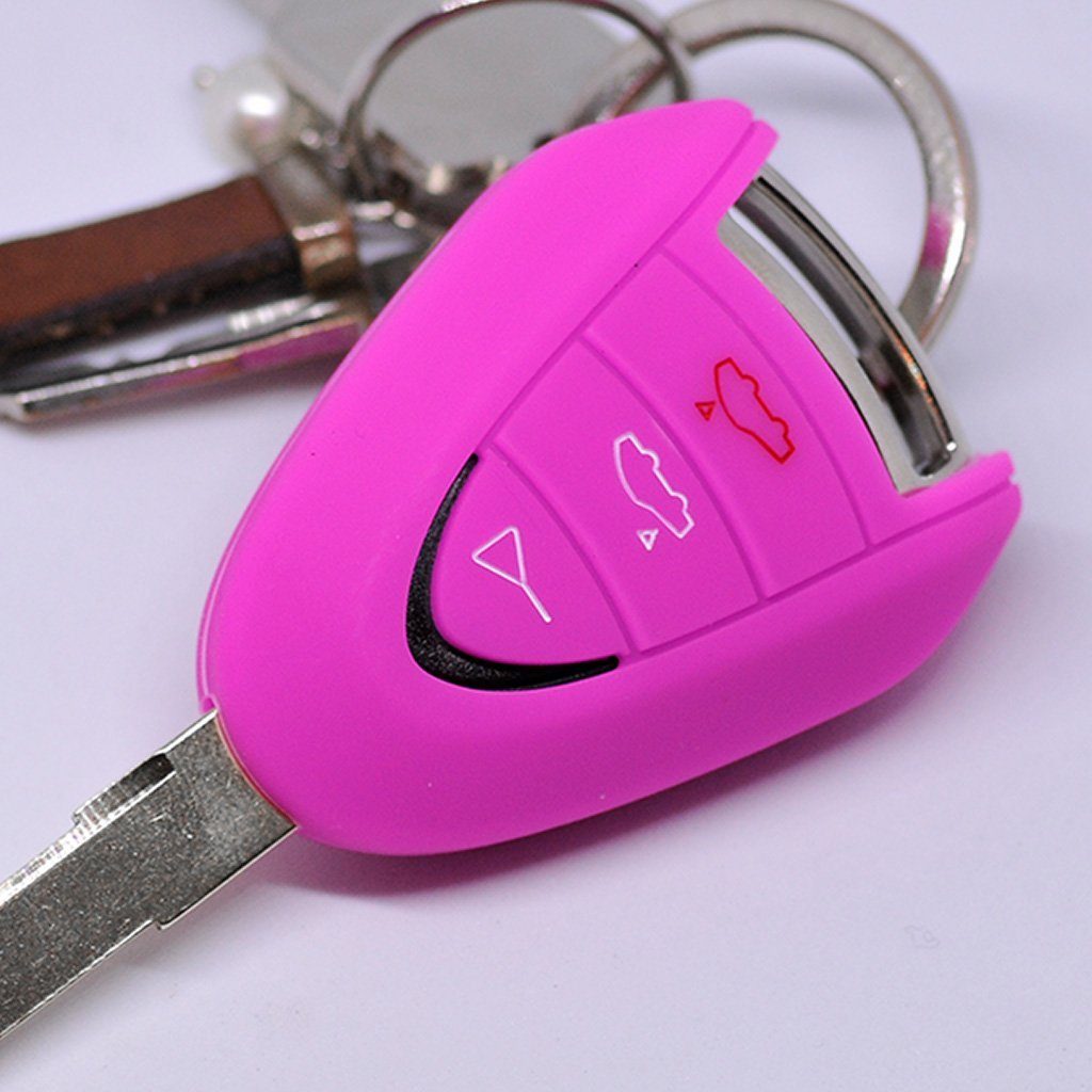 Silikon Tasten 987 Funkschlüssel 997 Pink, Porsche Cayman 3 Schlüsseltasche mt-key für Autoschlüssel Schutzhülle Boxster 911 Softcase