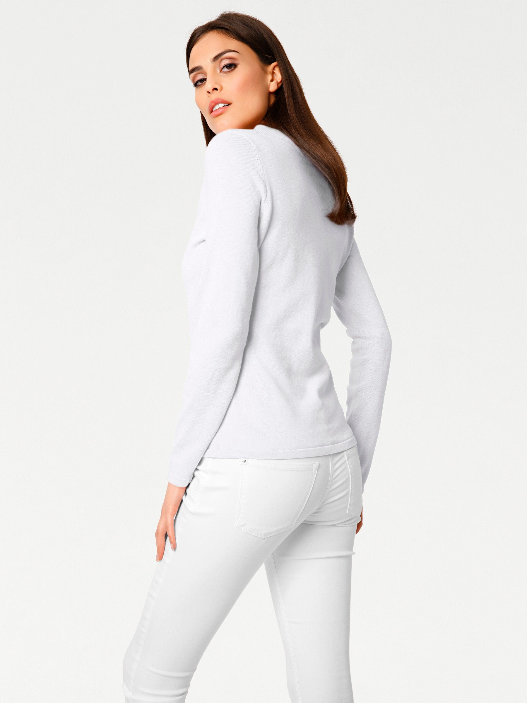 heine Strickpullover V-Pullover Langarm Feinstrick