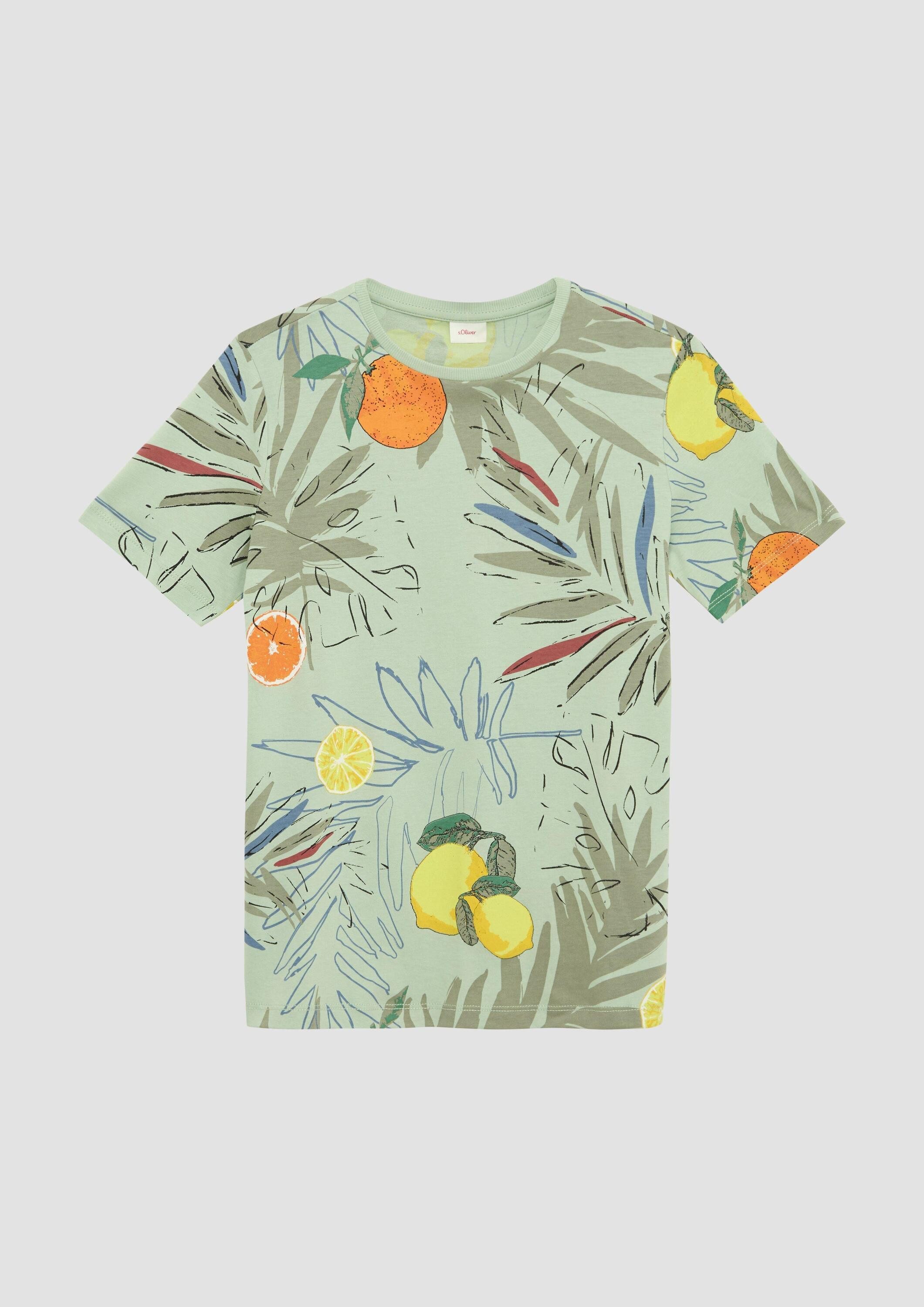 s.Oliver Kurzarmshirt T-Shirt T-Shirt mit All-over-Print